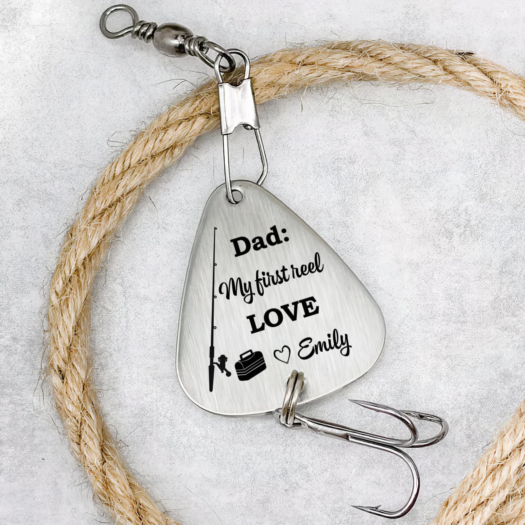 Dad, My First Reel Love - Personalized Fishing Lure Keychain - Image 3