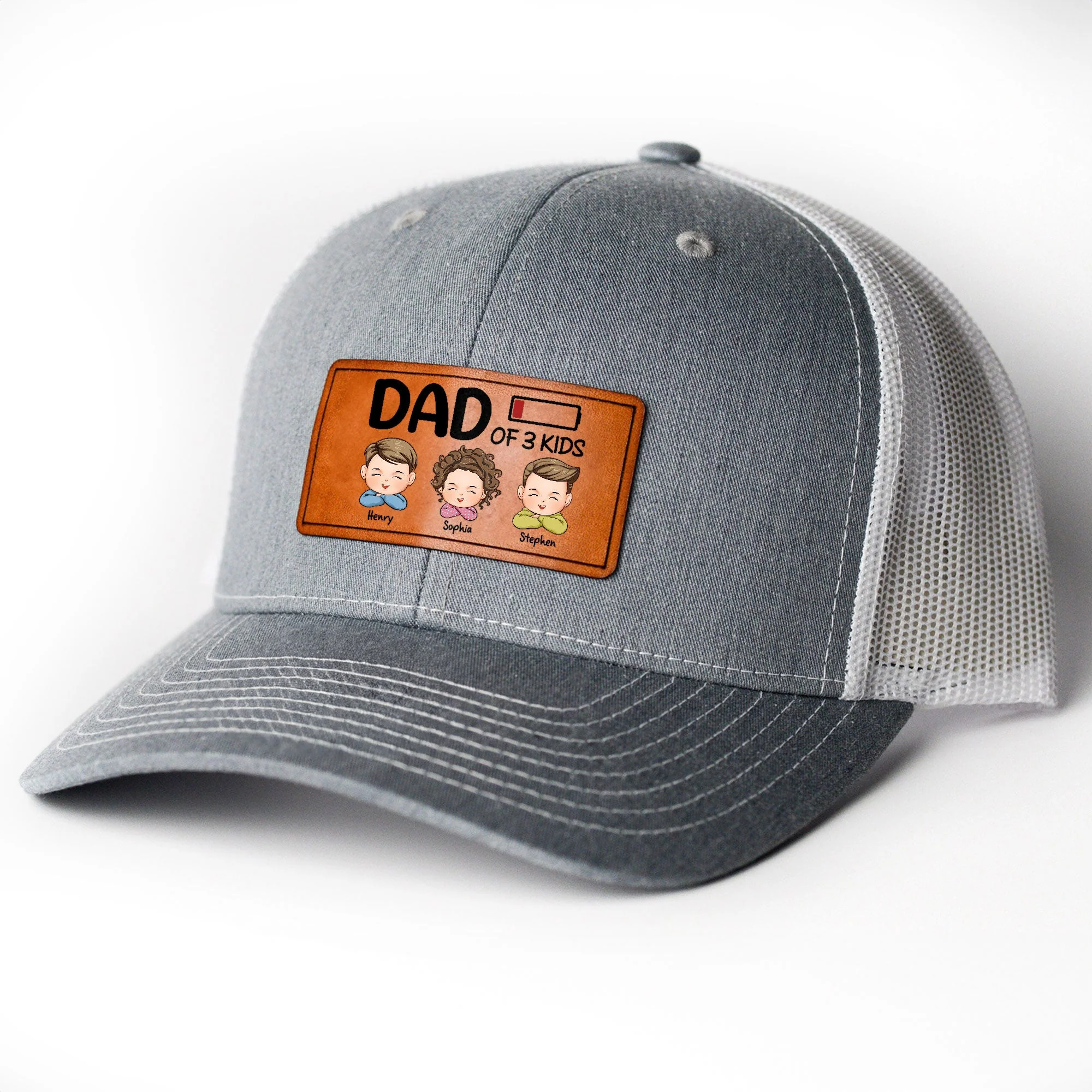 Dad Of Kids - Personalized Leather Patch Hat - Image 3