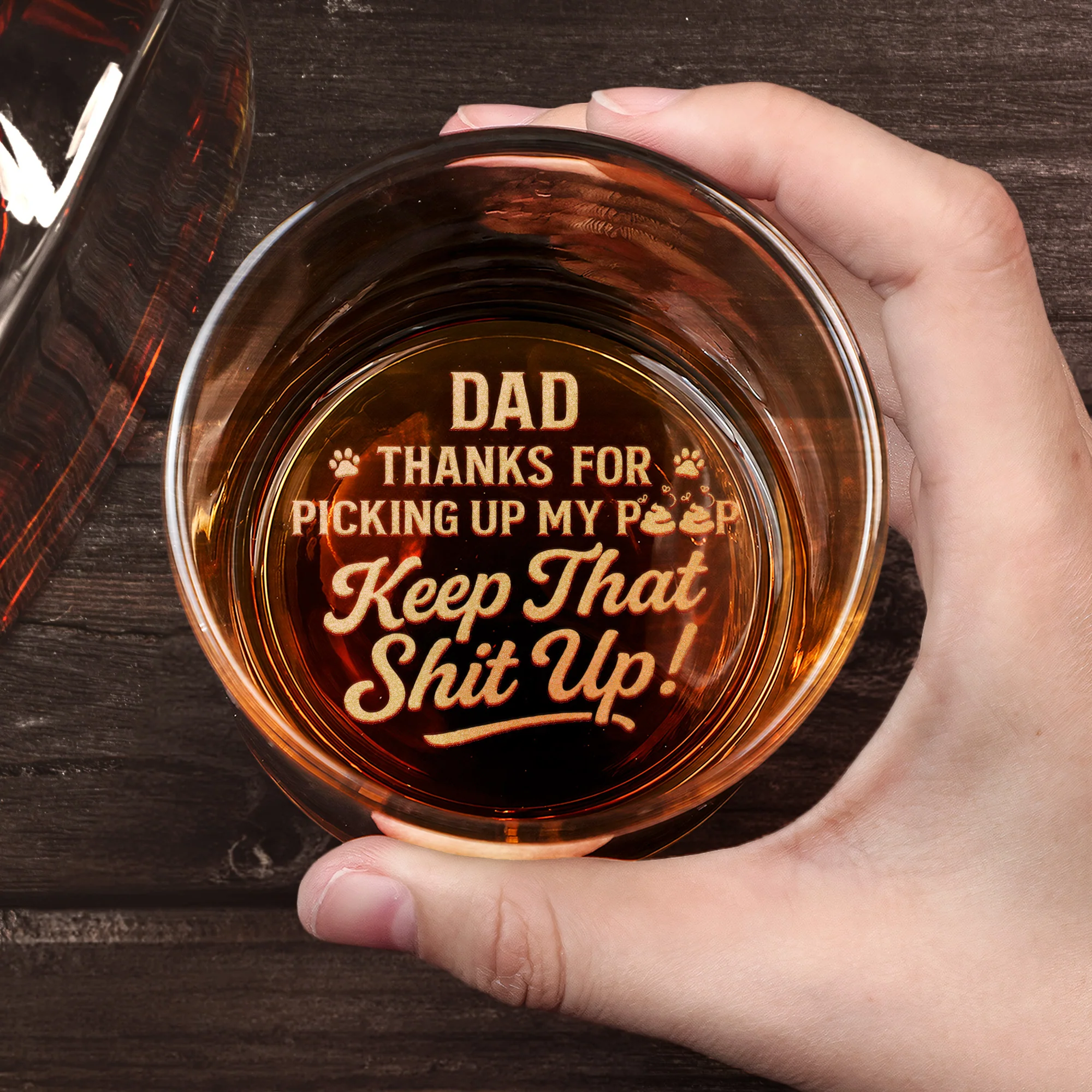 Dad Of Spoiled Rotten Dog Thanks For Picking Up My Poop - Personalized Whiskey Glass With Photo - Image 4