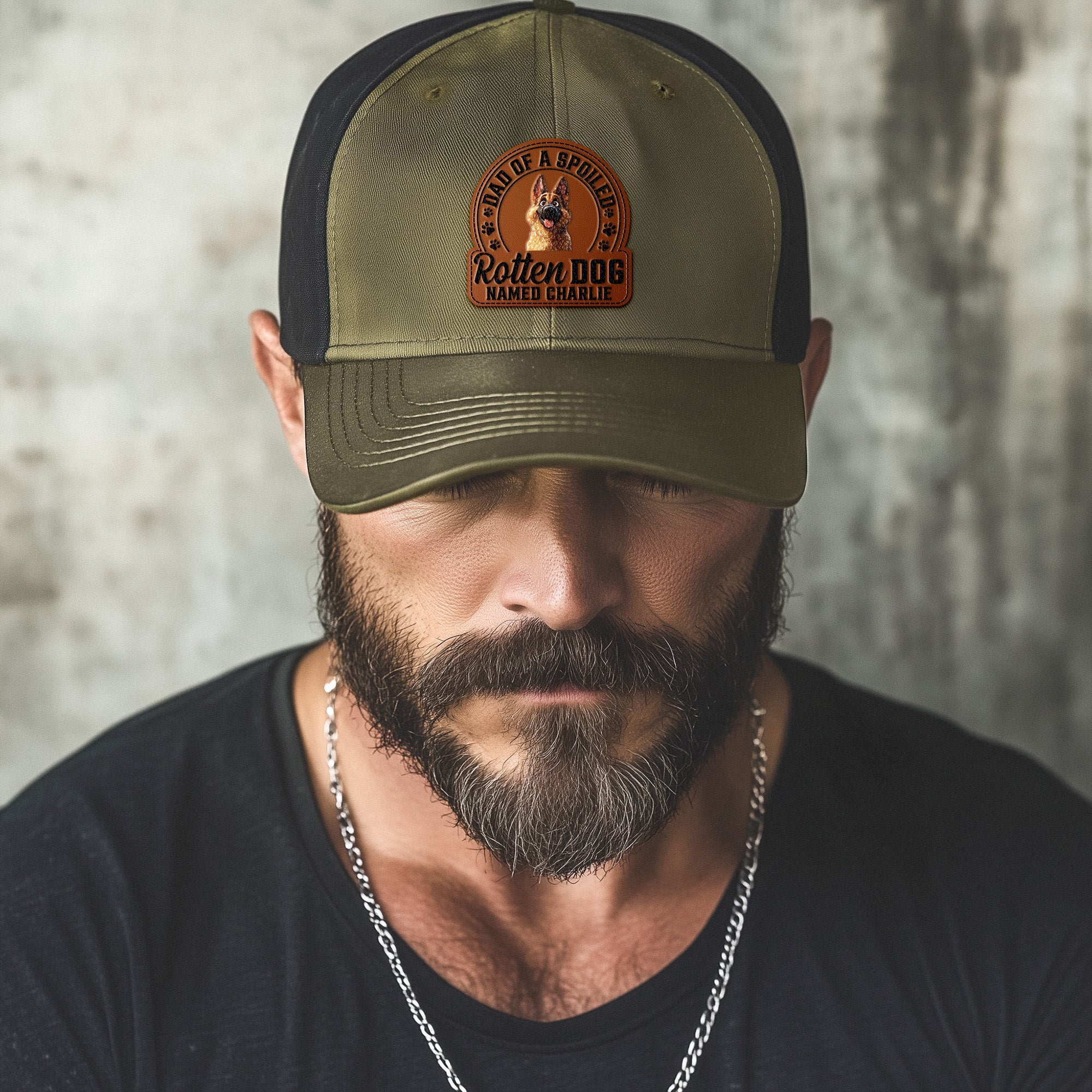 Dad Of Spoiled Rotten Dogs - Dog Lovers - Personalized Leather Patch Hat - Image 4
