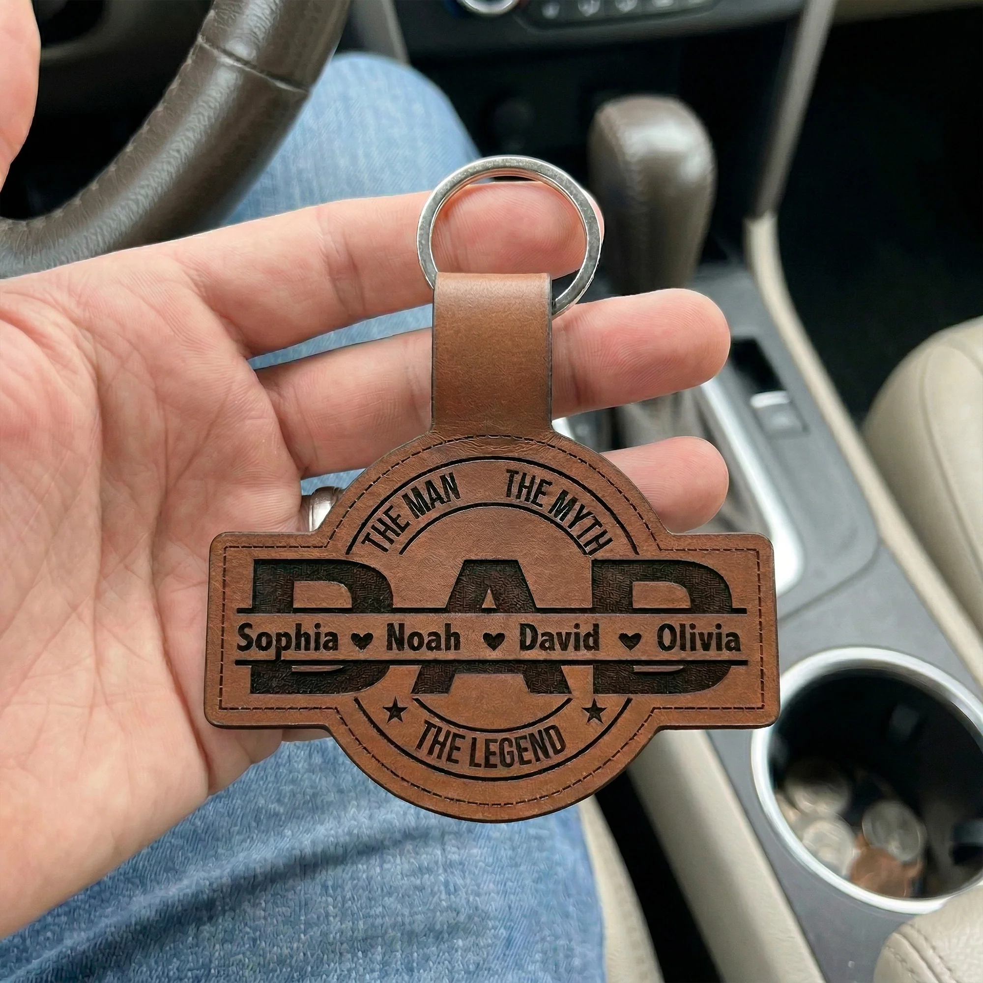 Dad, Papa, Grandpa, Pop The Man, The Myth, The Legend With Kid's Names - Personalized Keychain - Image 4
