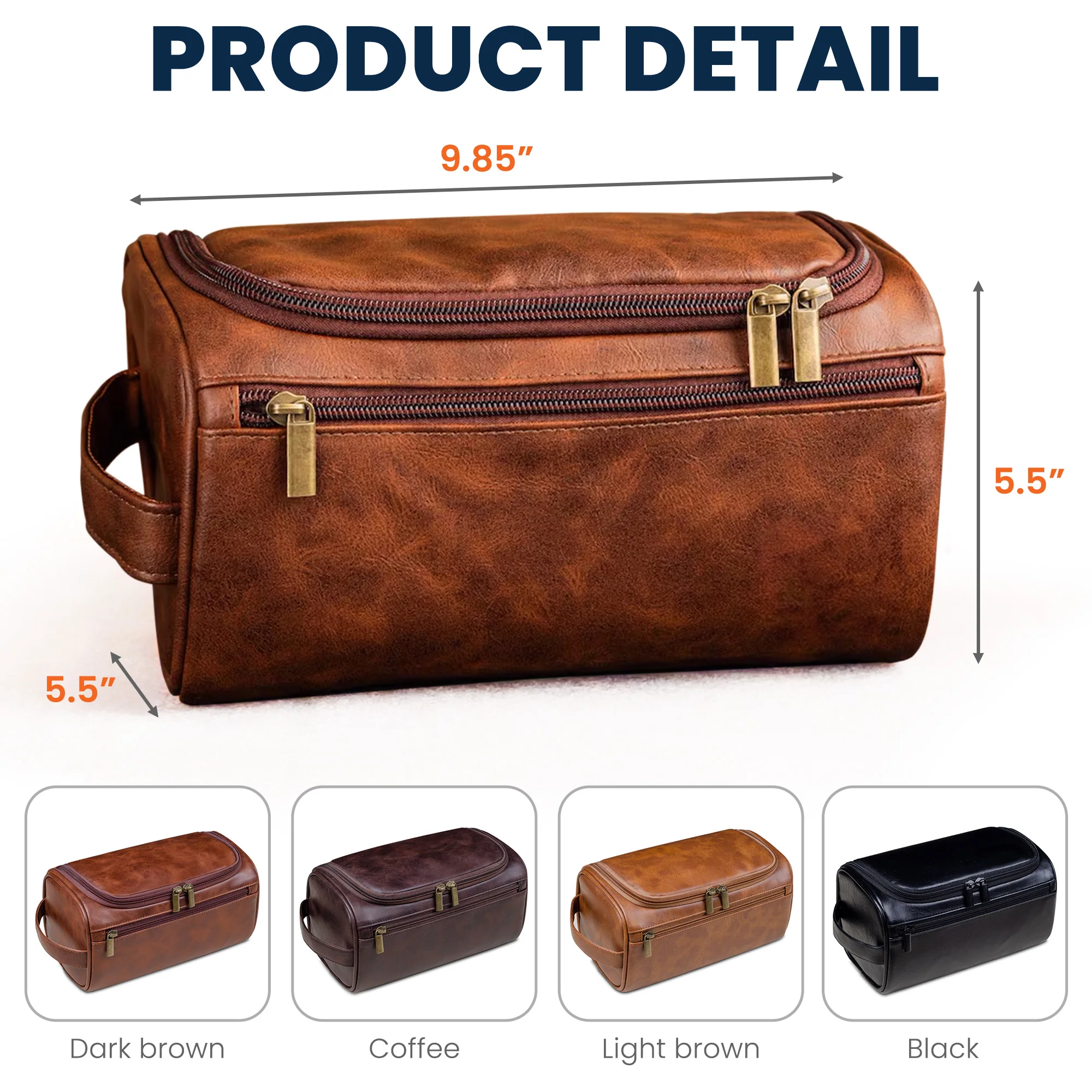 Dad The Man The Myth The Legend Fist Bump - Personalized Leather Toiletry Bag - Image 6