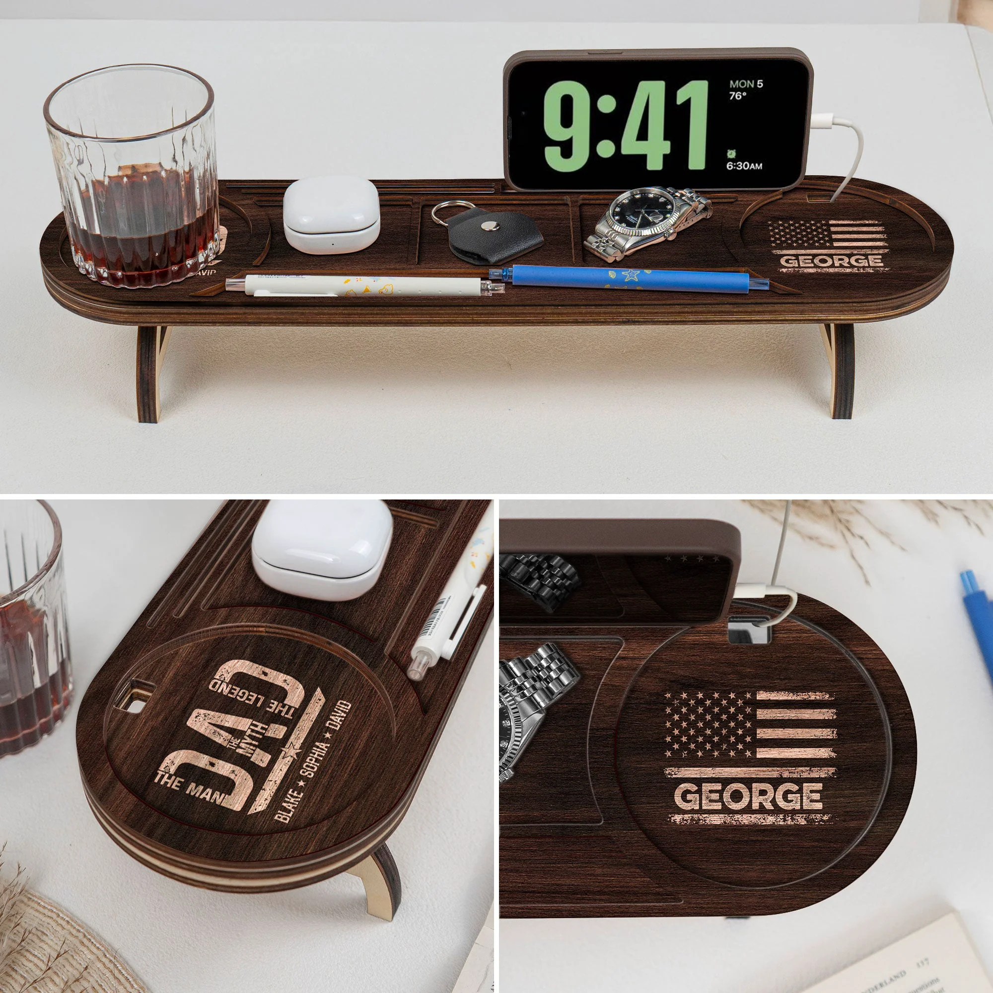 Dad The Man The Myth The Legend - Personalized Desk Organizer Tray - Image 3