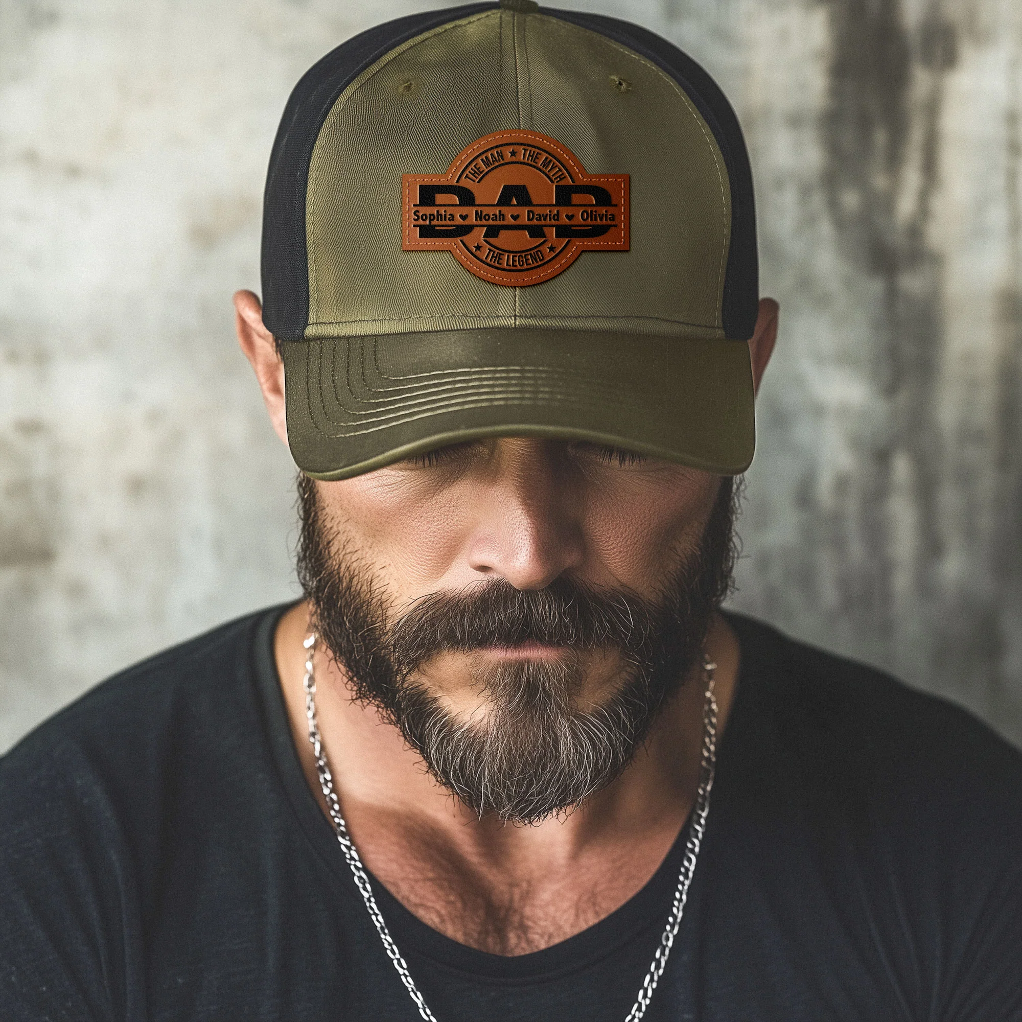 Dad, The Man, The Myth, The Legend - Personalized Leather Patch Hat - Gift For Dad - Image 4
