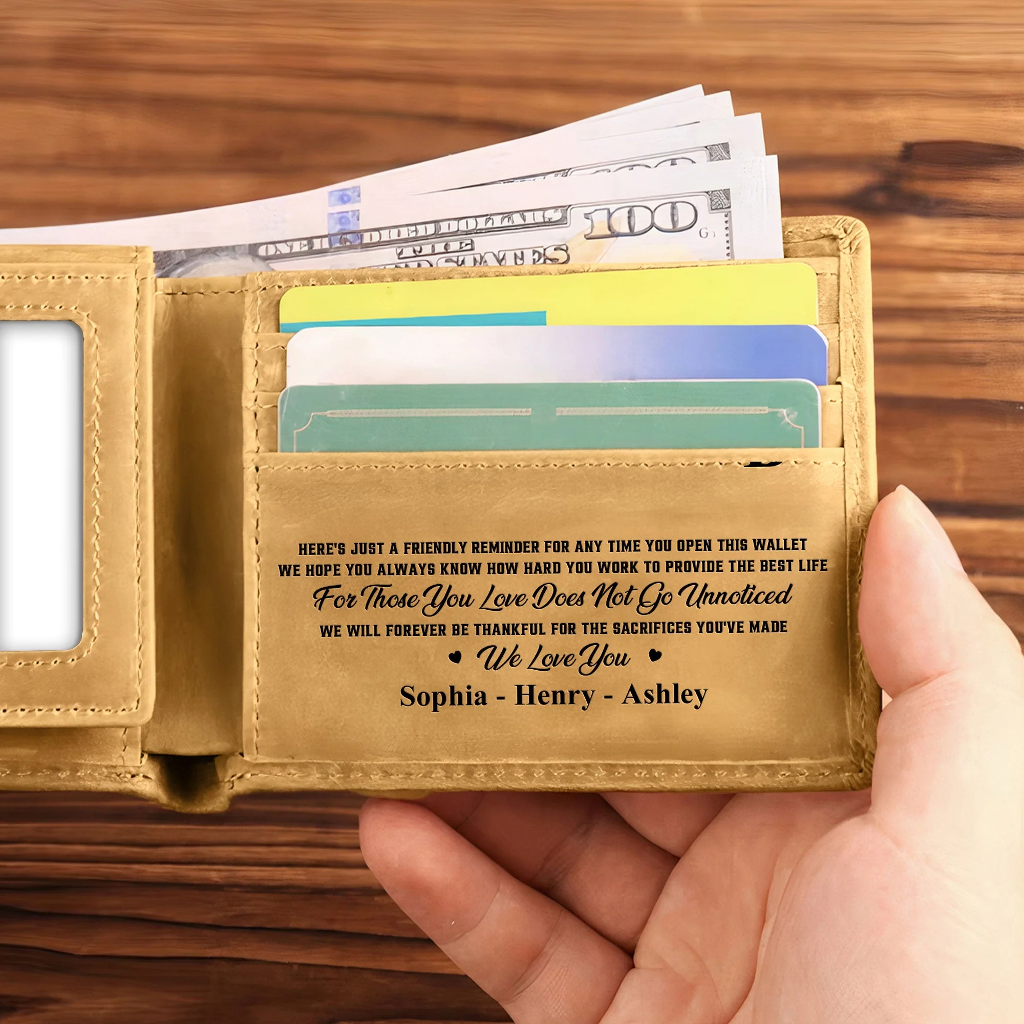 Dad - The Man The Myth The Legend - Personalized Leather Wallet - Image 4