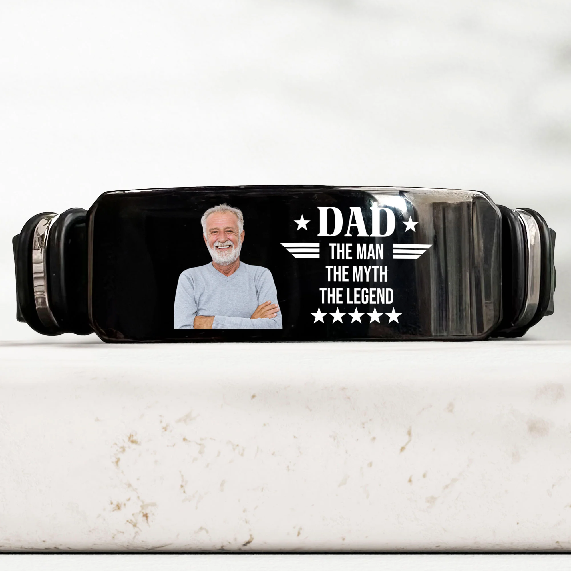 Dad The Man The Myth The Legend - Personalized Photo Bracelet - Image 2