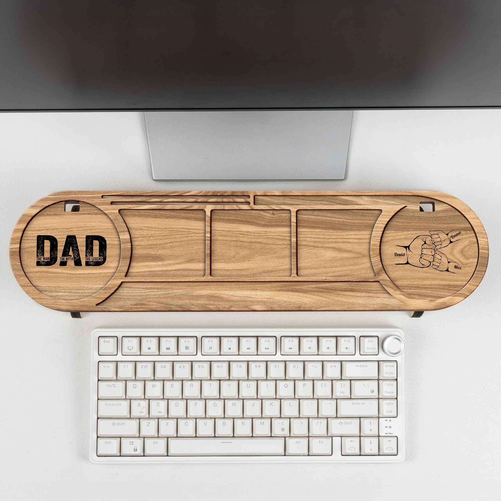 Dad The Man The Myth The Legend - Personalized Wood Desk Organizer - Image 2