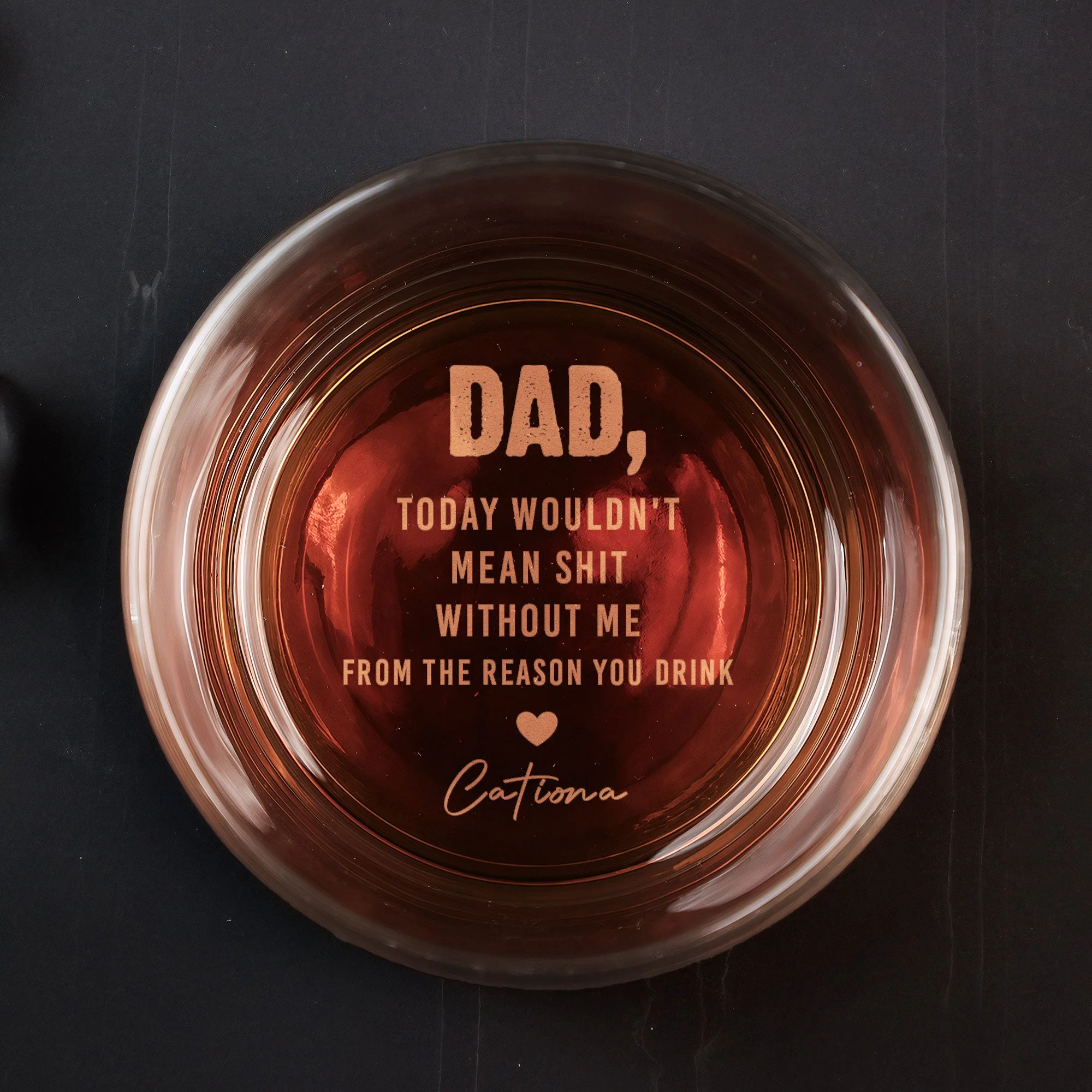 Dad Today Wouldn't Mean Sh-t Without Me - Personalized Engraved Whiskey Glass - Image 2