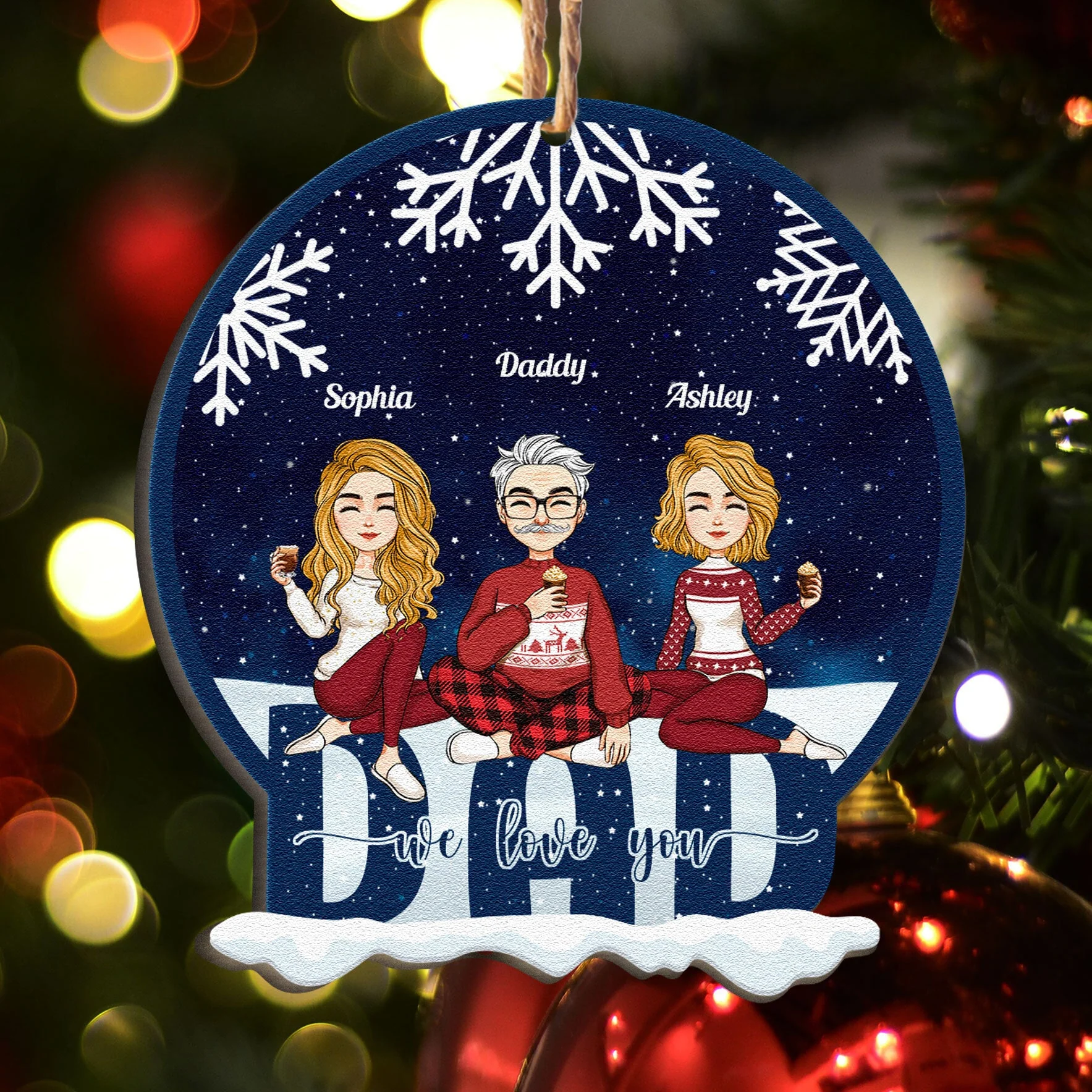 Dad - We Love You - Christmas Eve - Personalized Custom Shaped Wooden Ornament - Christmas, New Year Gift For Dad, Daughters, Sons - Image 4
