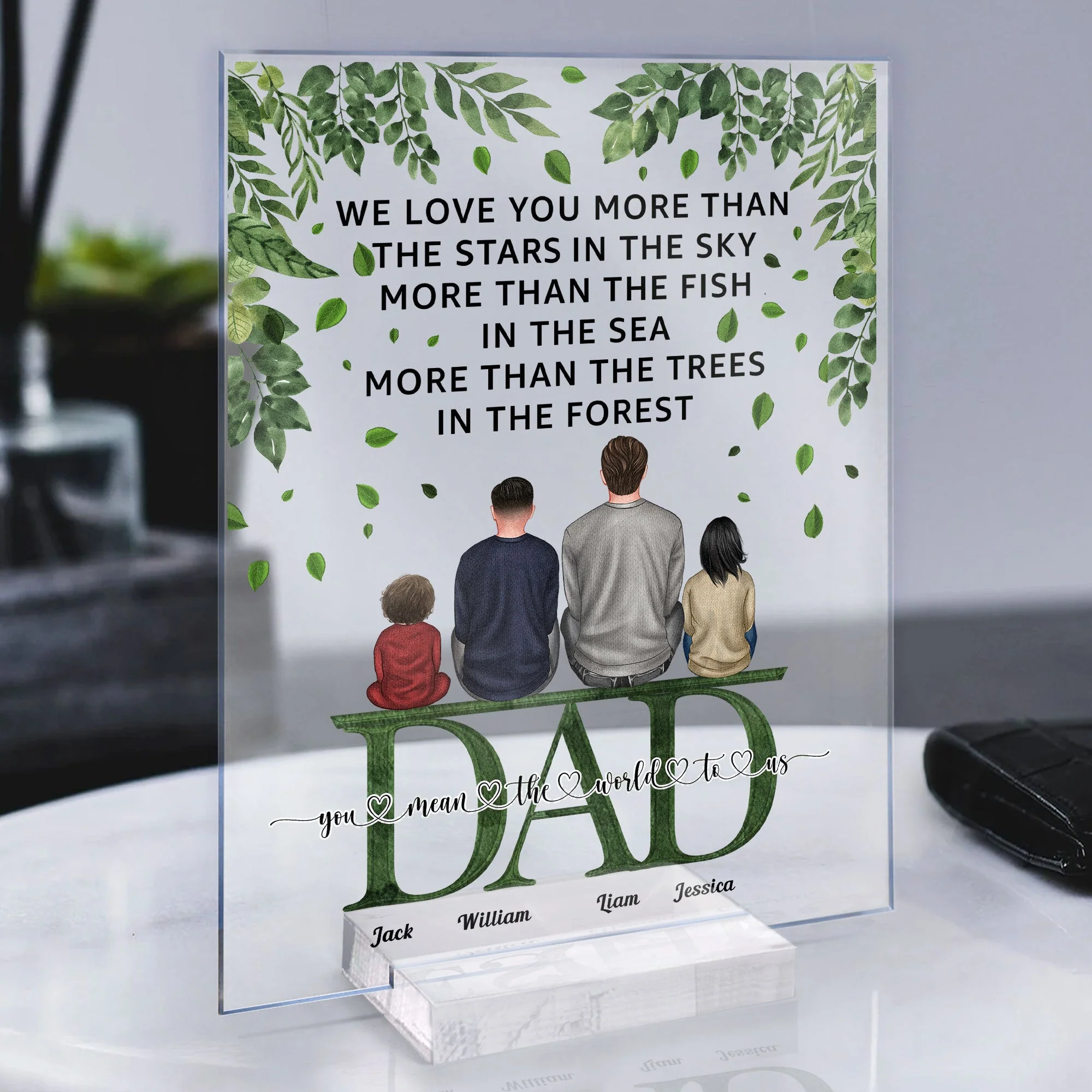 Dad, We Love You More Than The Star In The Sky - Personalized Acrylic Plaque - Image 2