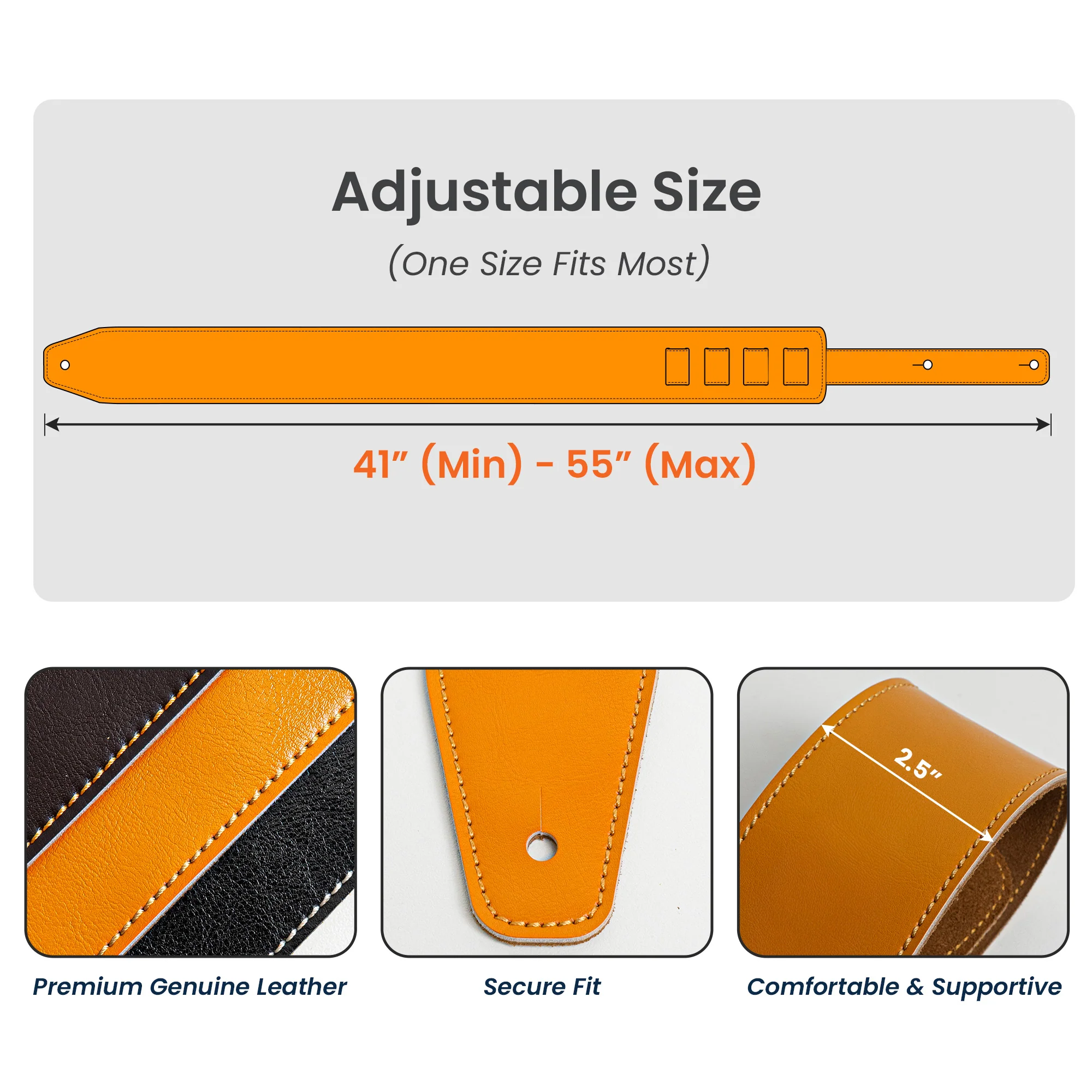 Dad, We'll Always Be Your Biggest Fans, You Rock - Personalized Leather Guitar Strap - Image 5