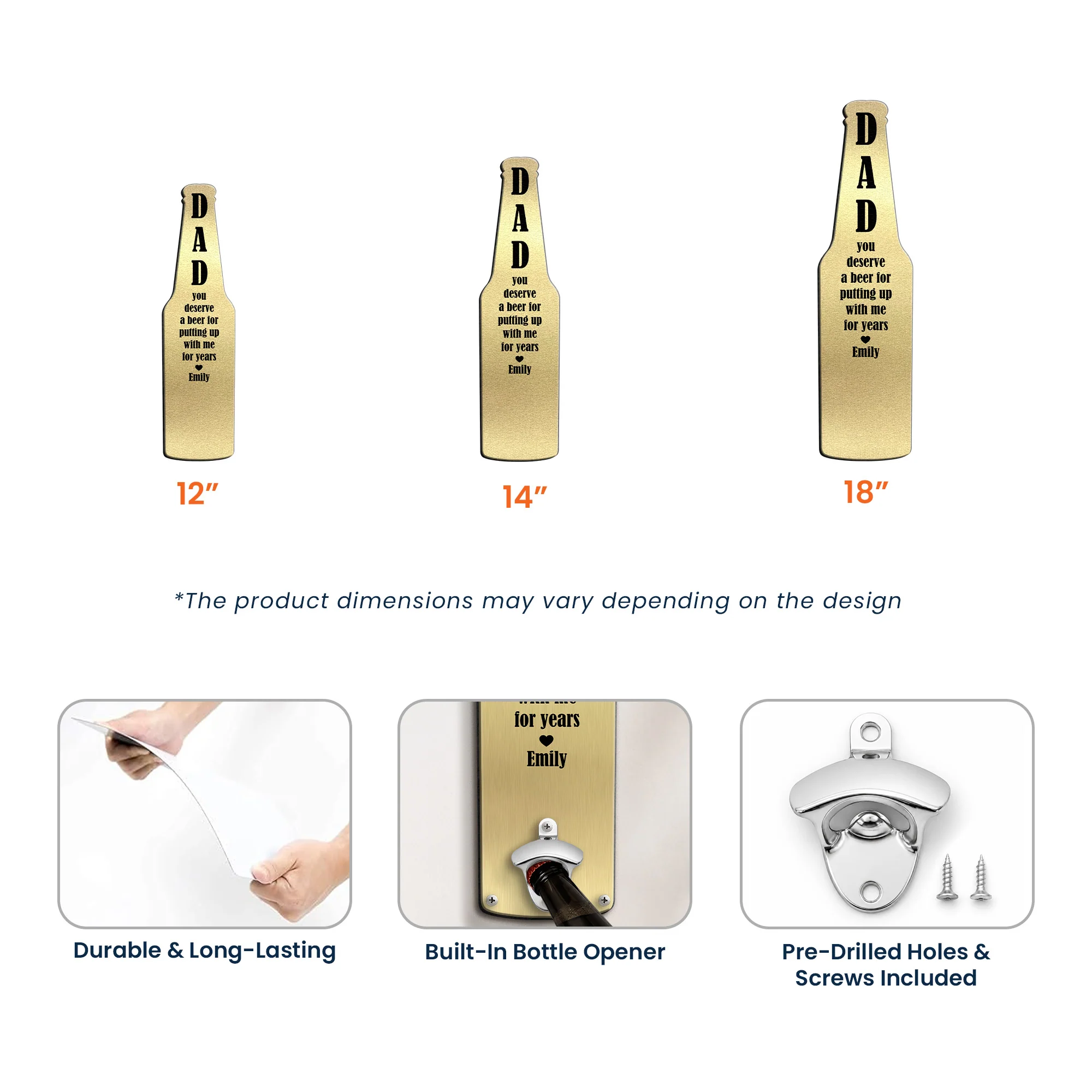Dad, You Deserve A Beer - Personalized Wall Bottle Opener - Image 4