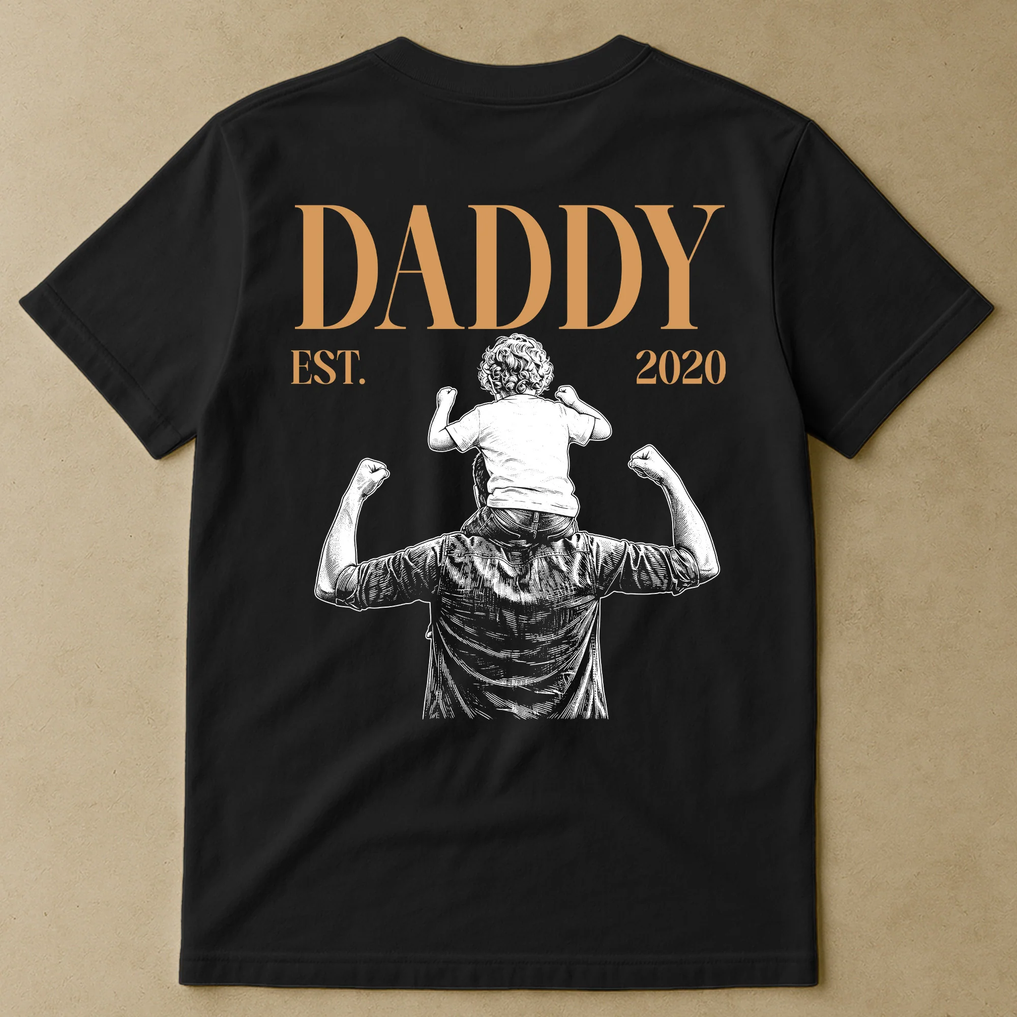Daddy Est Custom Photo Sketch Art Father's Day Gift For Dad, Husband - Personalized Shirt - Image 2