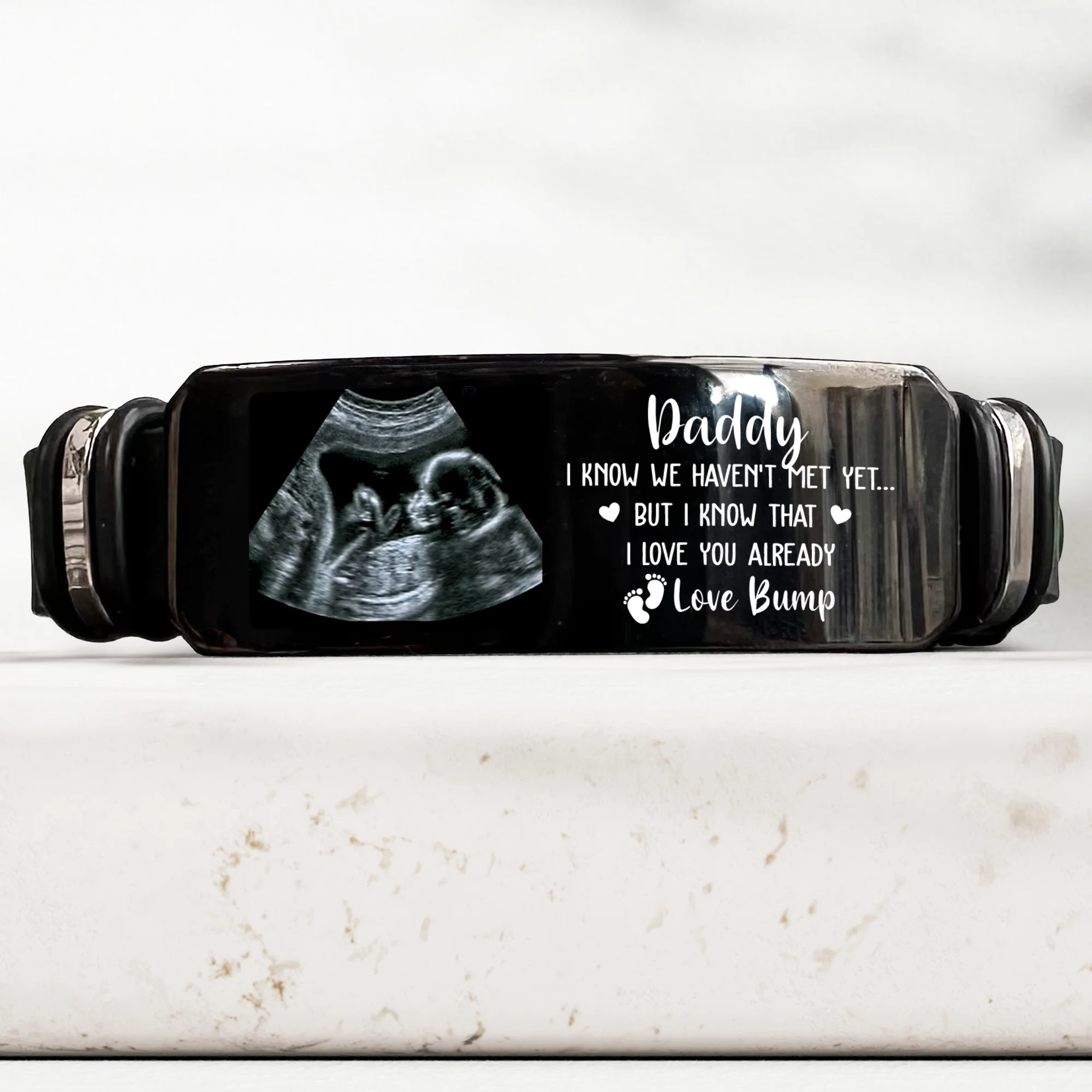 Daddy Love Bump Father's Day Gift For Men - Personalized Photo Bracelet - Image 6