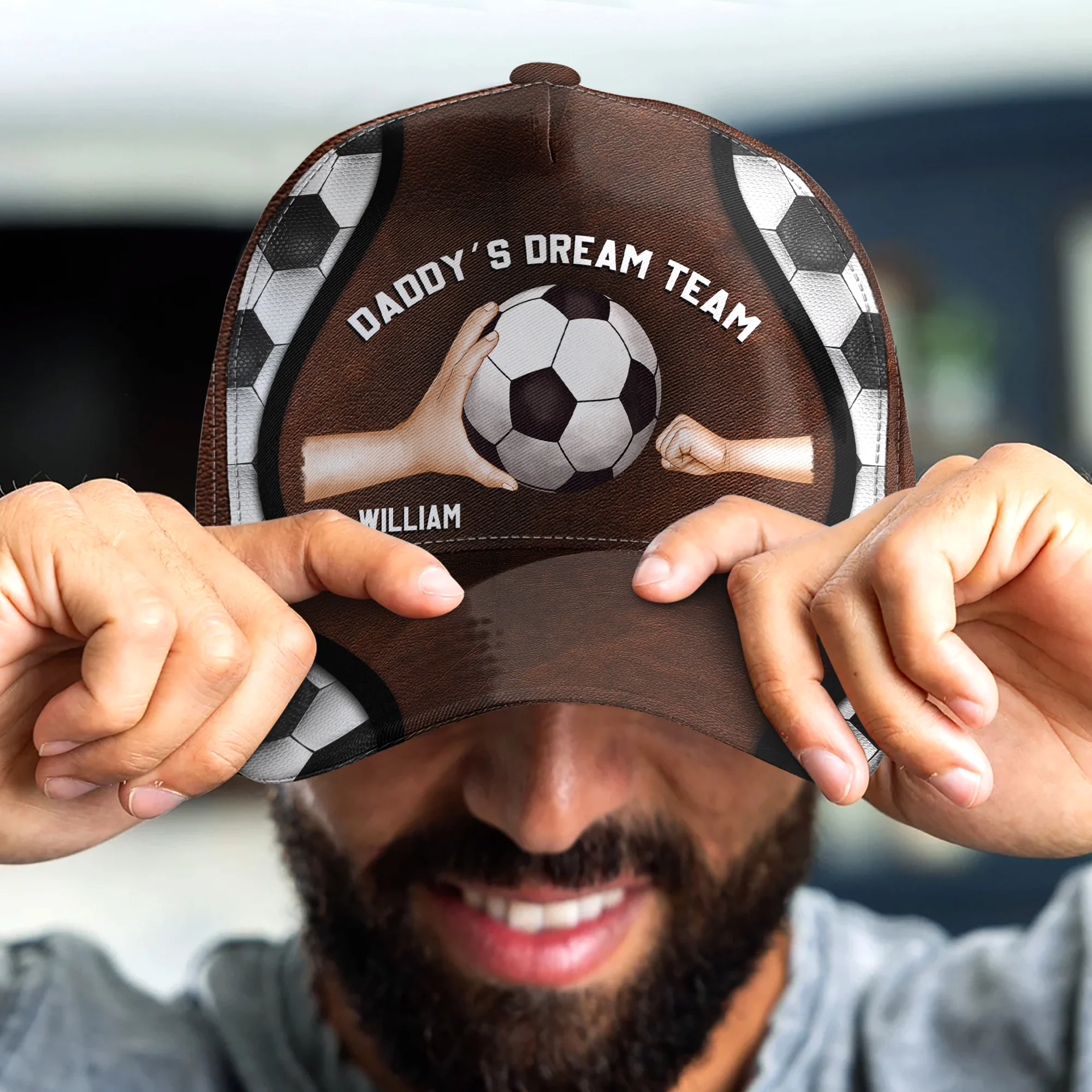 Daddy's Dream Team - Baseball, Basketball, Softball, Soccer, Football Dad - Personalized Classic Cap - Image 4