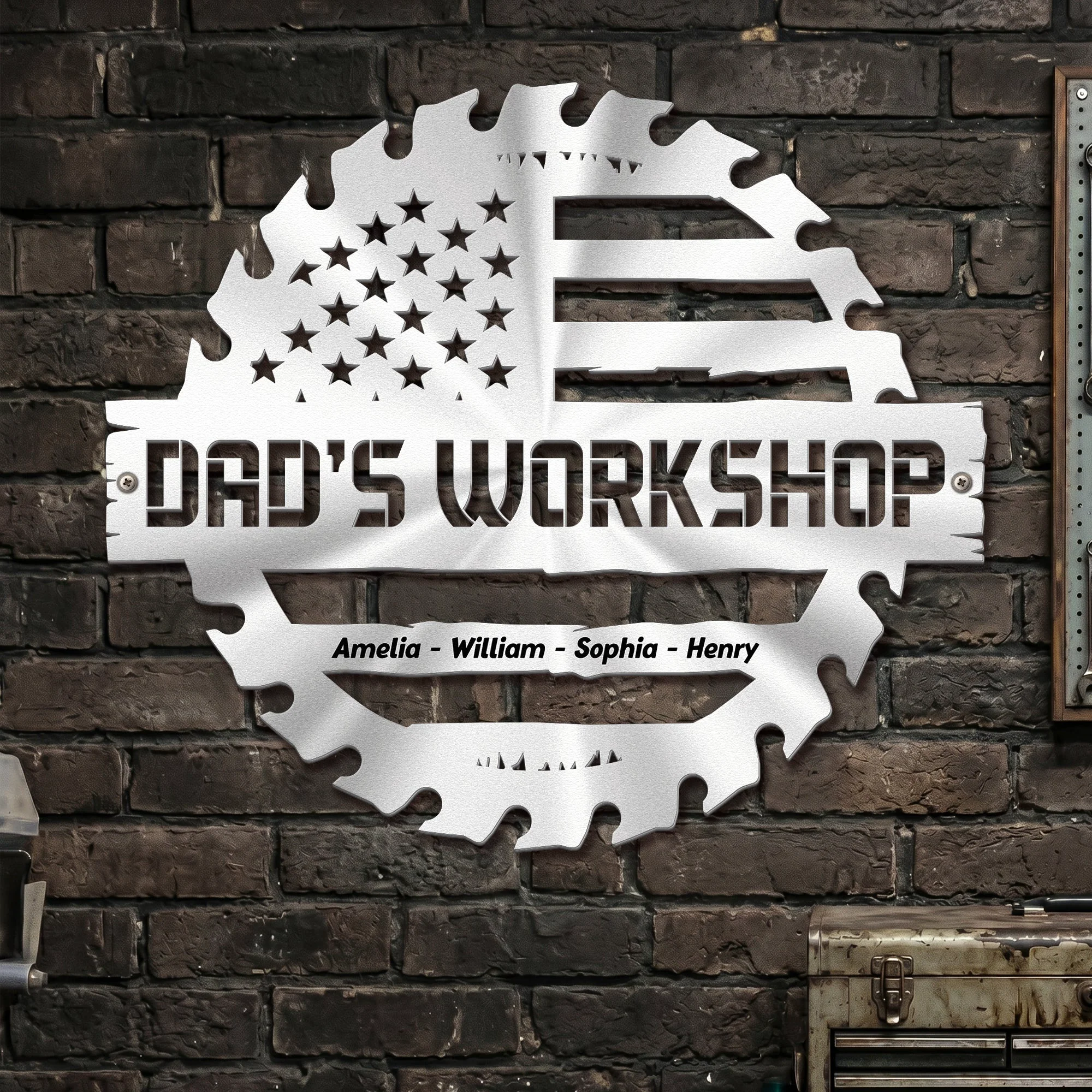 Daddy's Garage, Papa's Garage Man Cave Steel Workshop Sign Father's Day Gifts - Personalized Metal Sign - Image 2