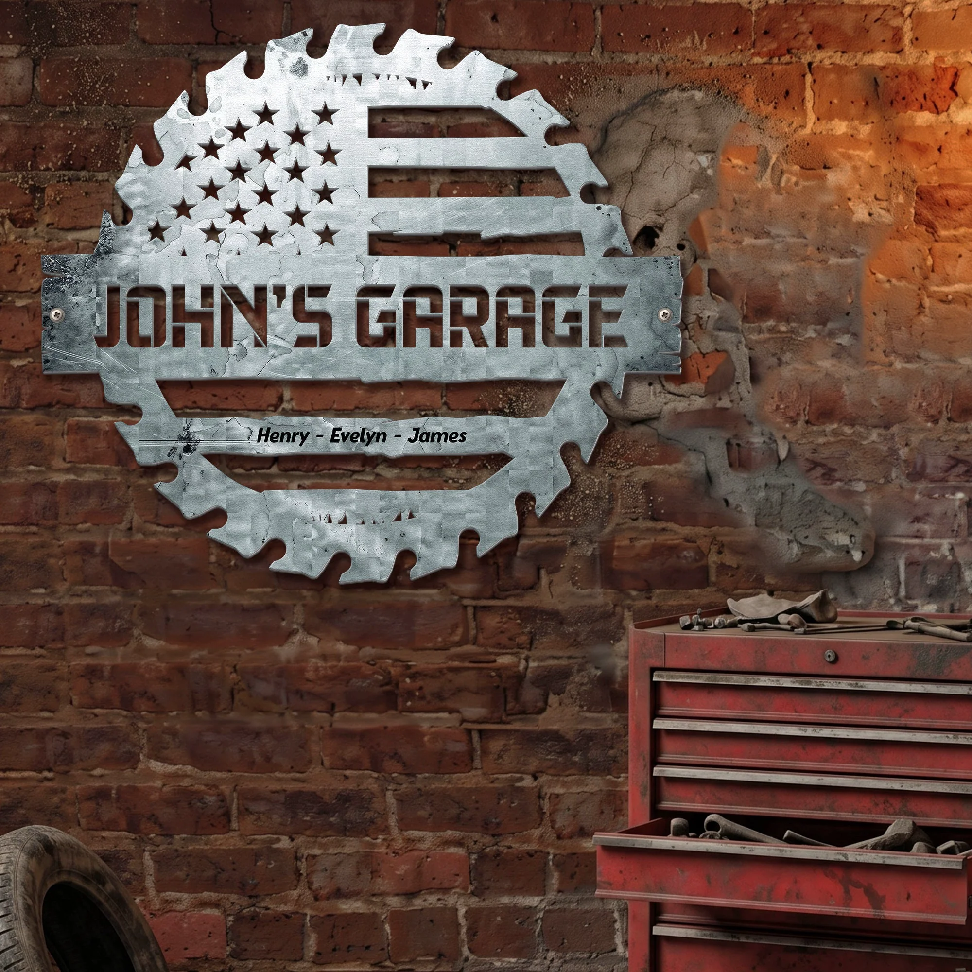 Daddy's Garage, Papa's Garage Man Cave Steel Workshop Sign Father's Day Gifts - Personalized Metal Sign - Image 3