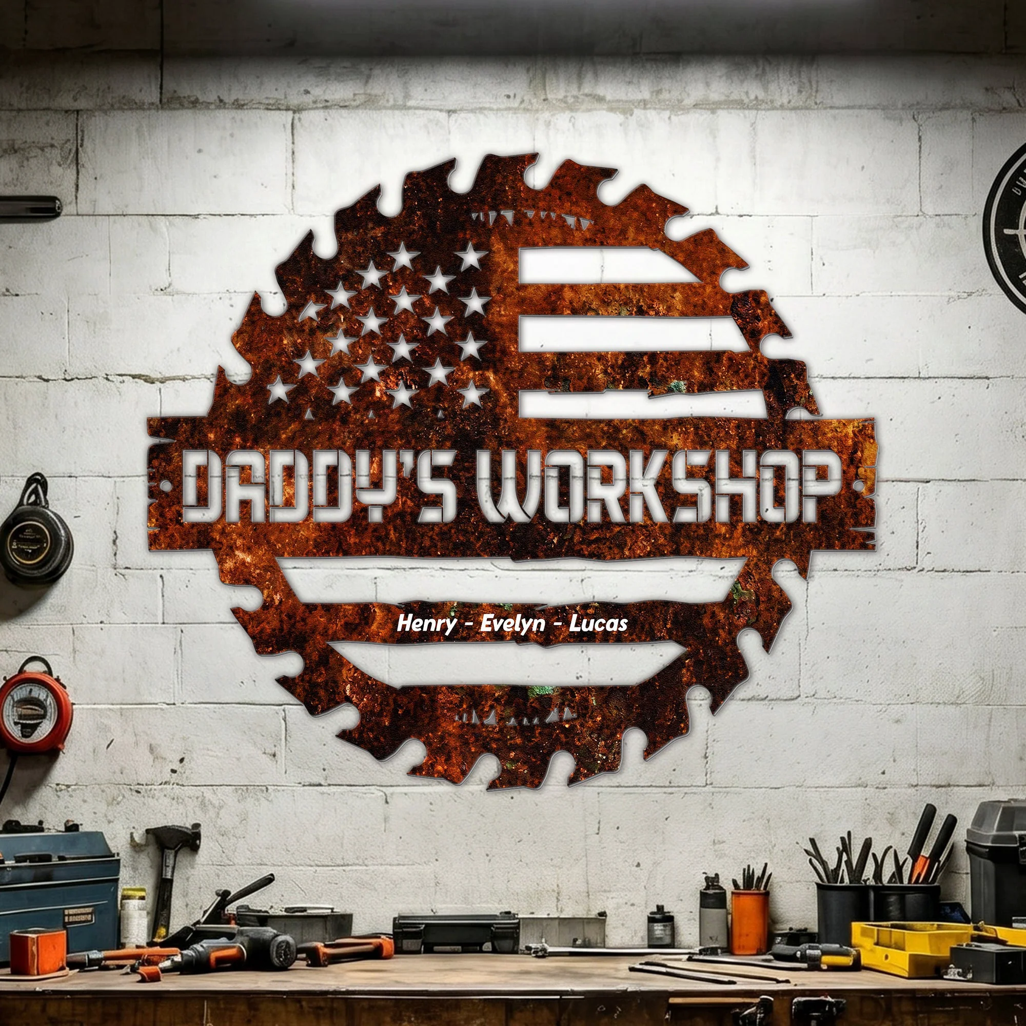 Daddy's Garage, Papa's Garage Man Cave Steel Workshop Sign Father's Day Gifts - Personalized Metal Sign - Image 4