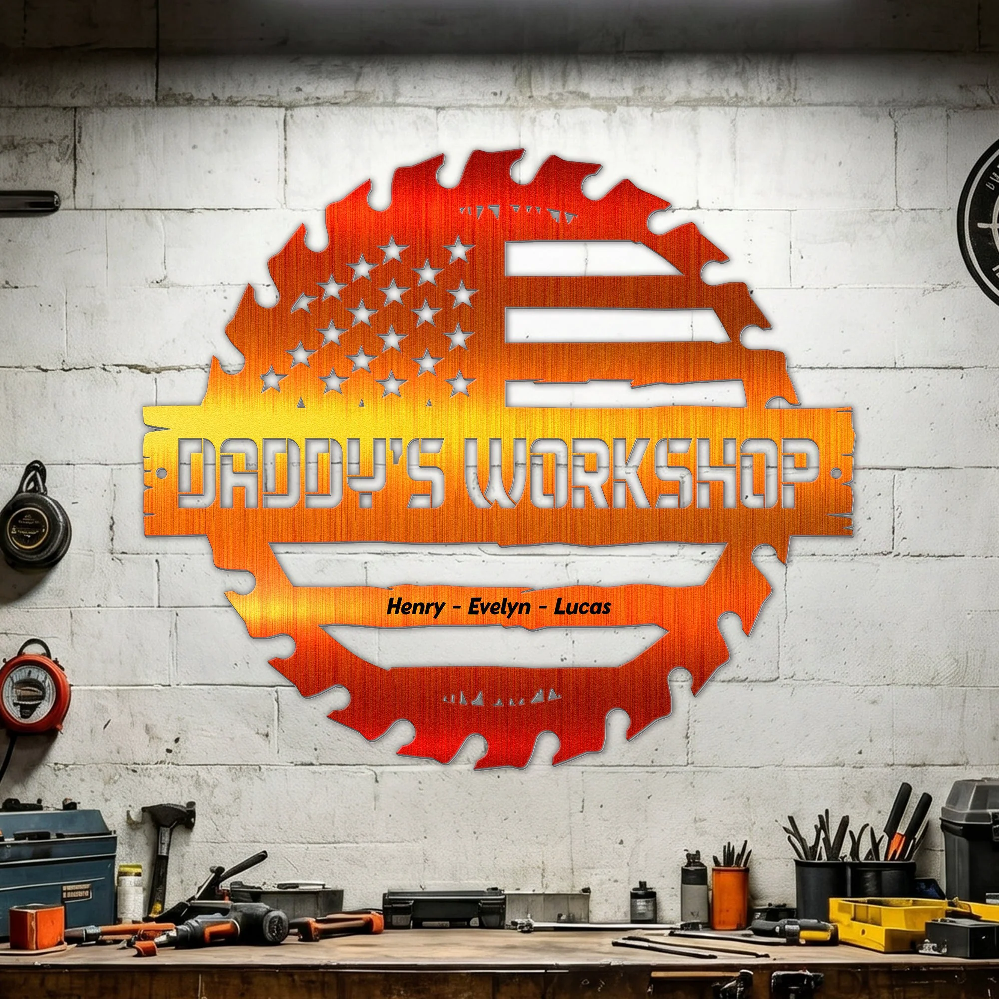 Daddy's Garage, Papa's Garage Man Cave Steel Workshop Sign Father's Day Gifts - Personalized Metal Sign - Image 5