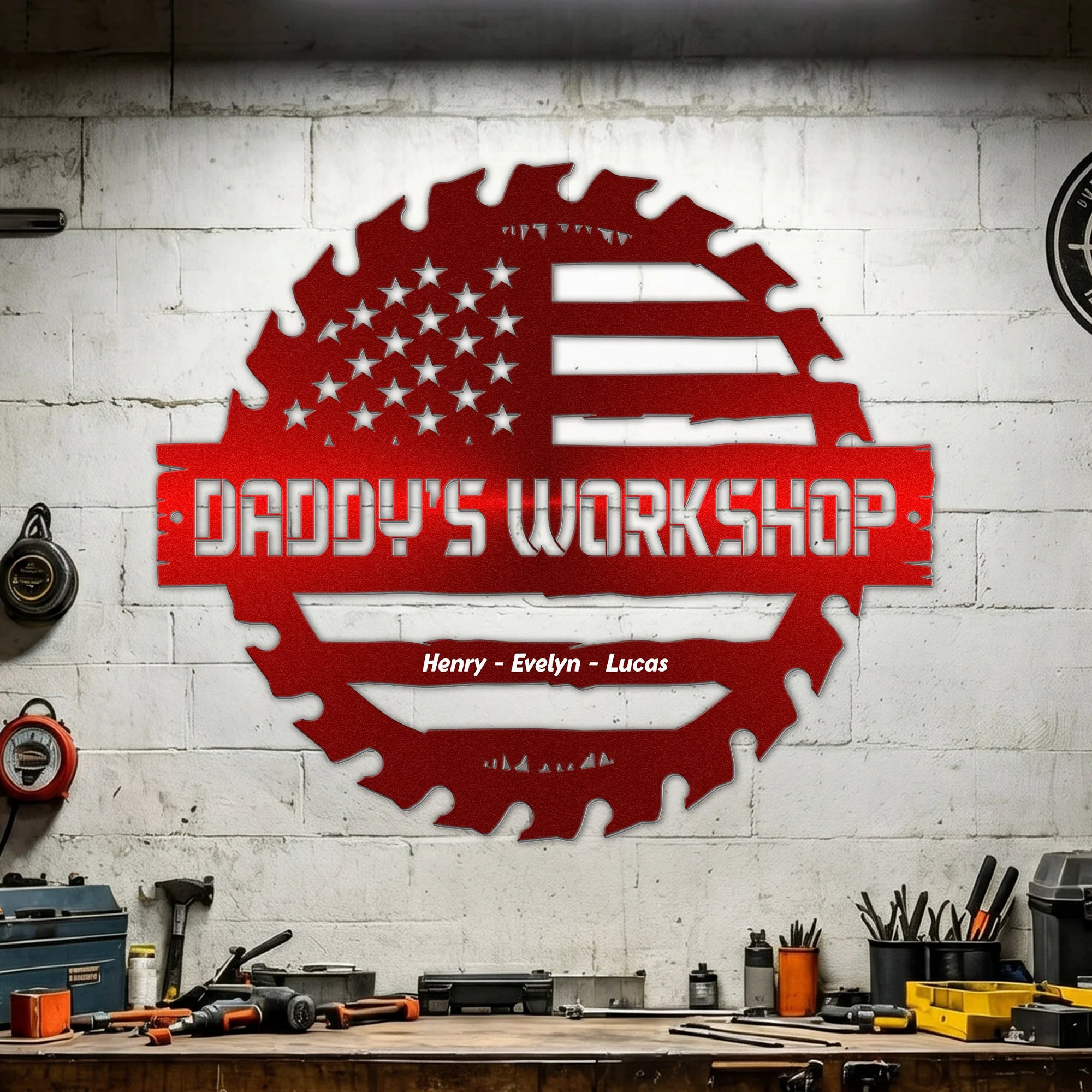 Daddy's Garage, Papa's Garage Man Cave Steel Workshop Sign Father's Day Gifts - Personalized Metal Sign - Image 7