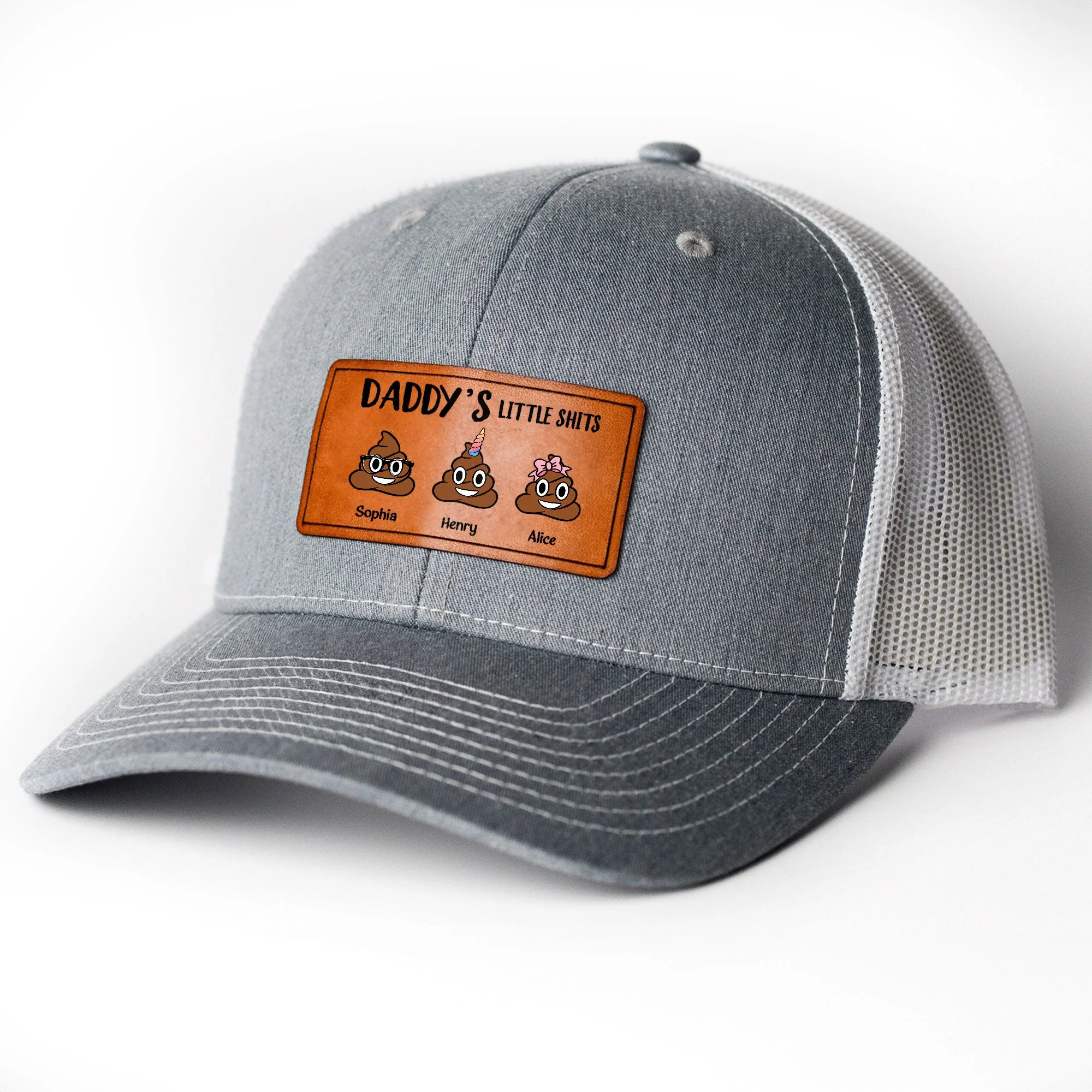 Daddy's Little Sh*Ts - Personalized Leather Patch Hat - Image 3