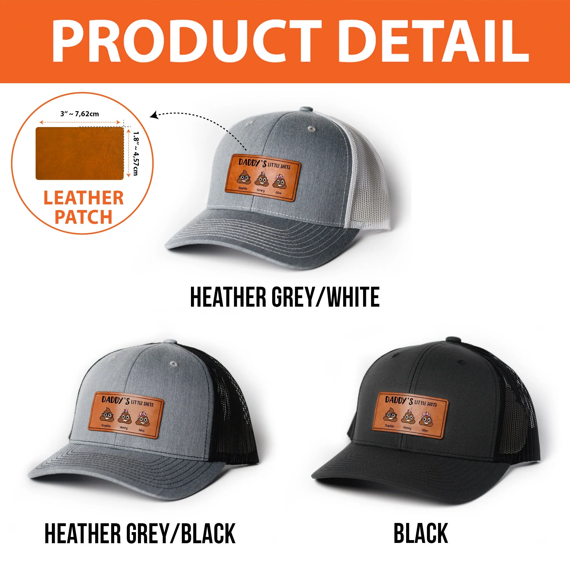 Daddy's Little Sh*Ts - Personalized Leather Patch Hat - Image 6