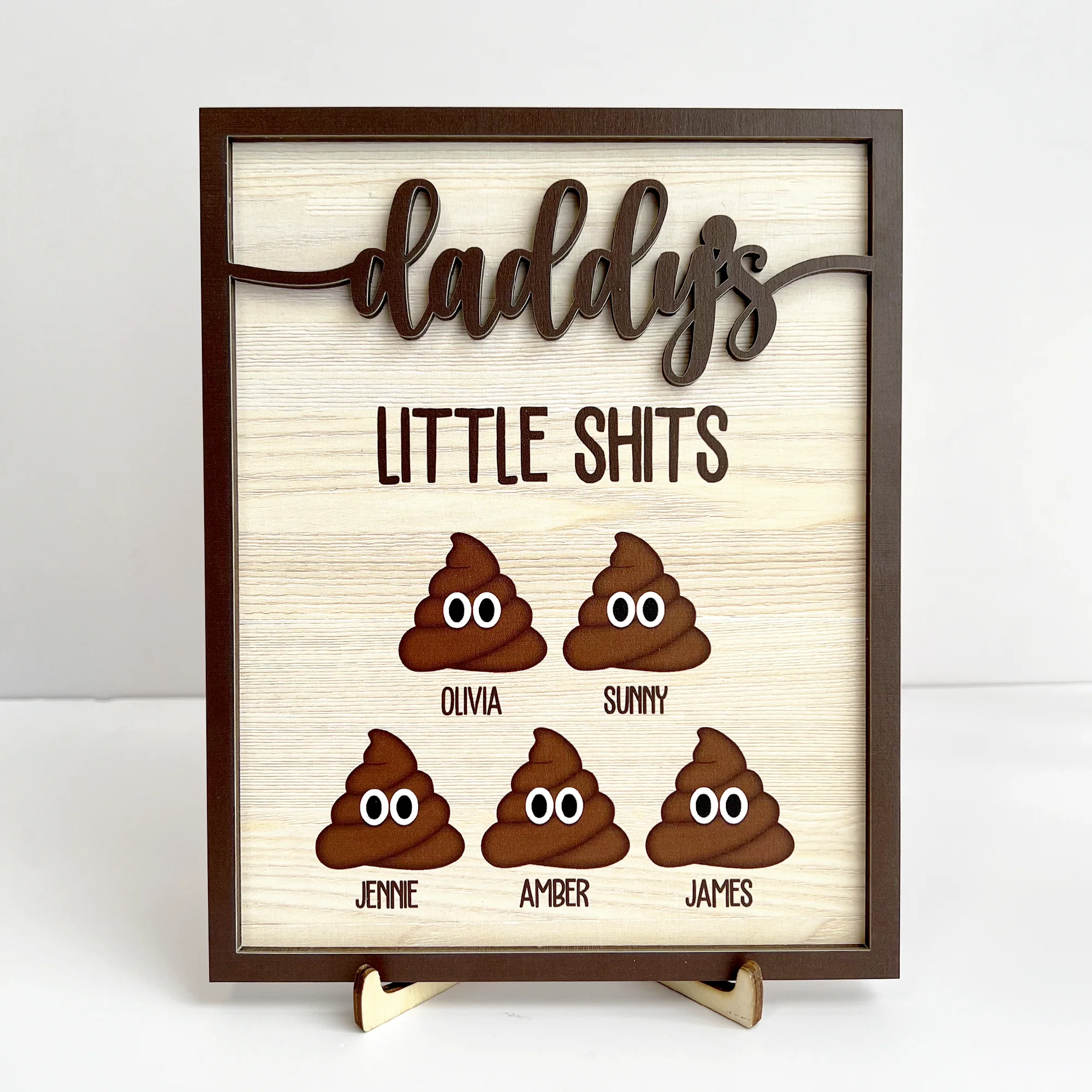 Daddy's Little Shits - Personalized Wooden Plaque - Image 3