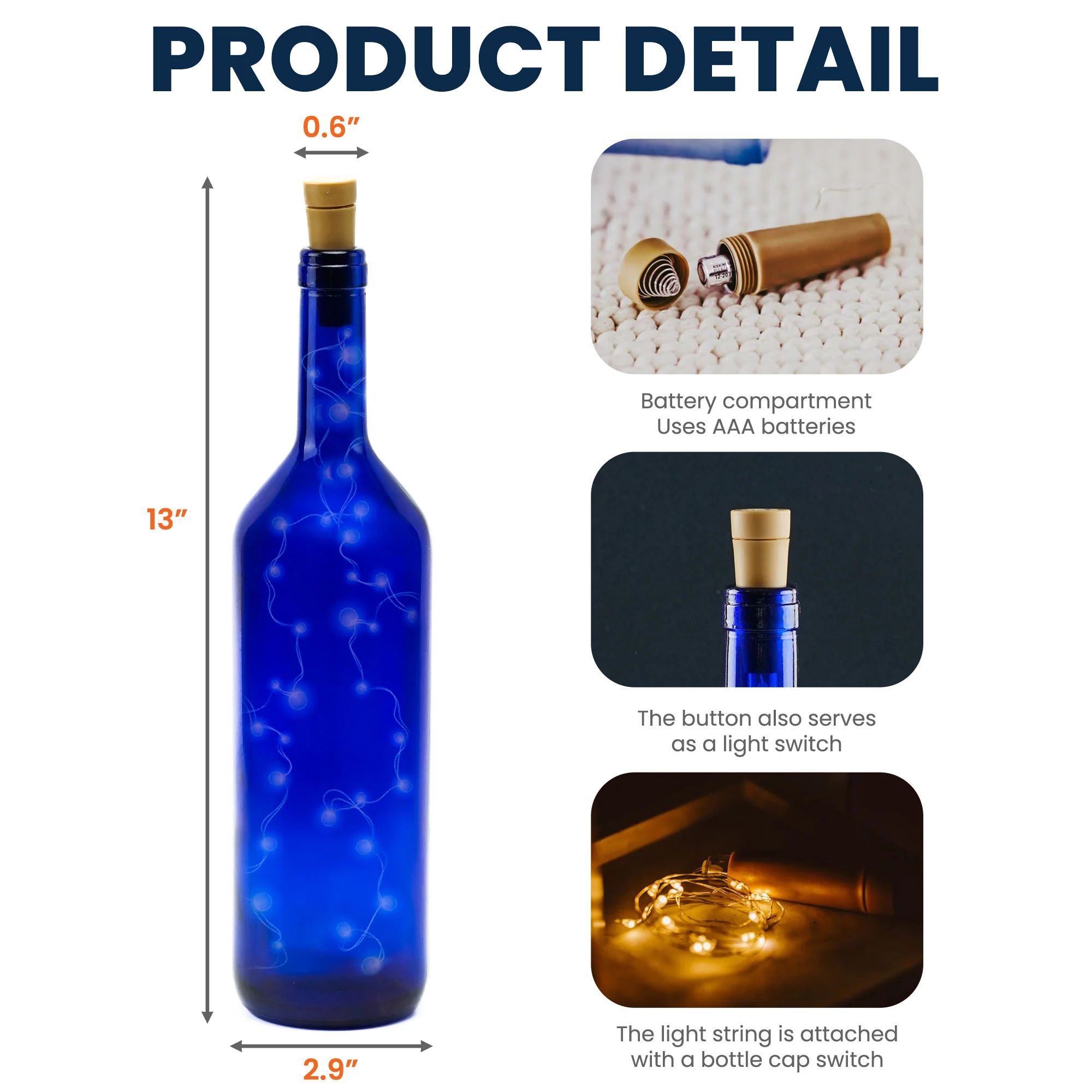 Daddy's Team We Love You Gift For Dad, Grandpa - Personalized Blue Bottle Lamp - Image 5