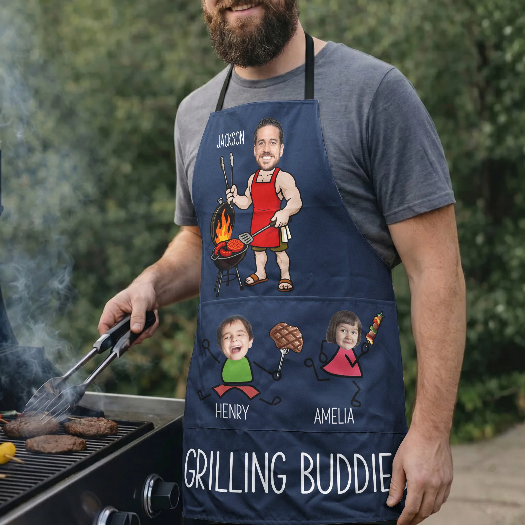 Dad's Grilling Buddies Father's Day Gift For Dad, Husband - Personalized Apron - Image 5