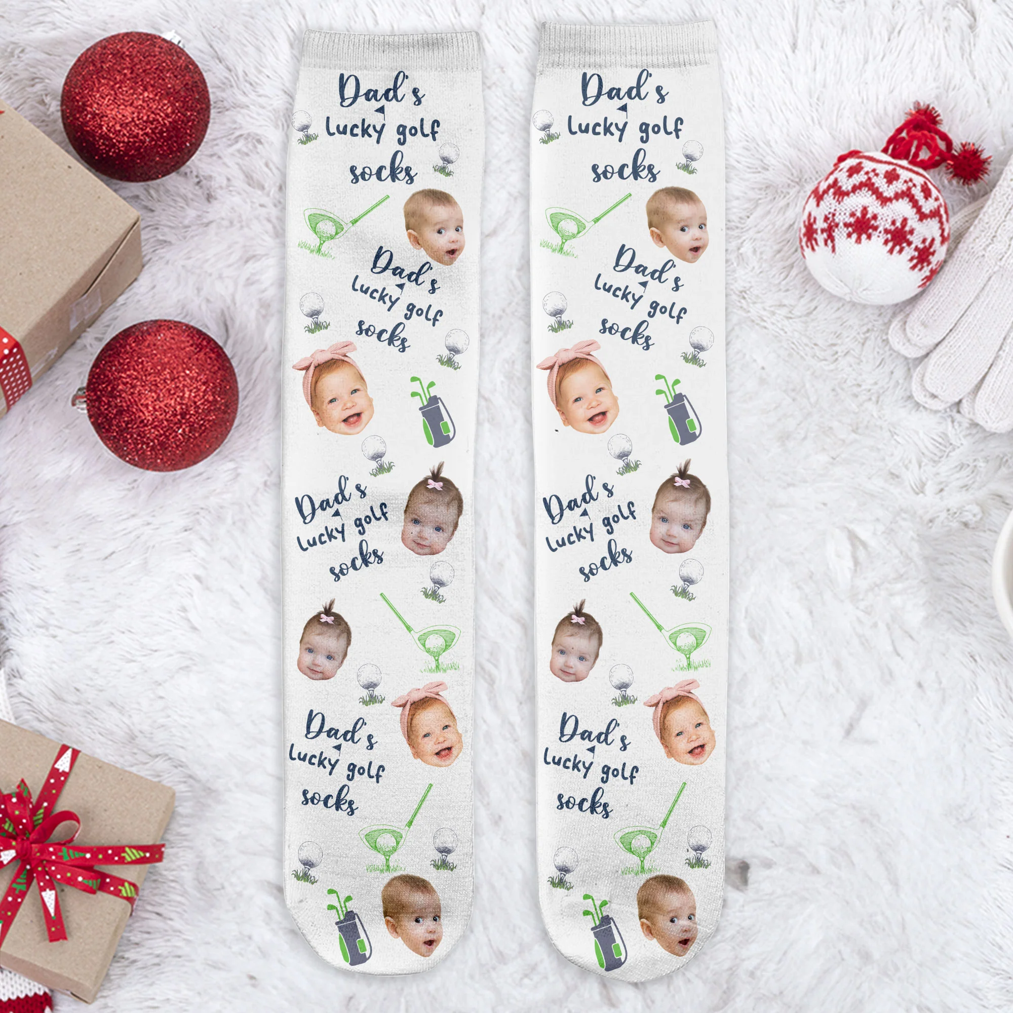 Dad's Lucky Golf Socks - Personalized Photo Crew Socks - Image 5