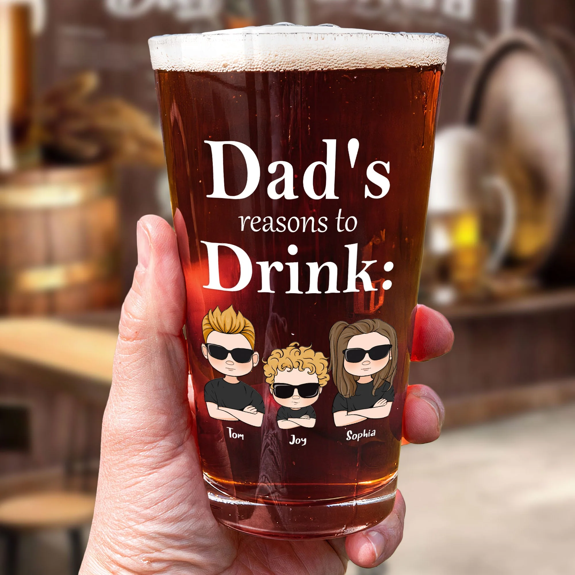 Dad's Reasons To Drink - Personalized Beer Glass - Image 4