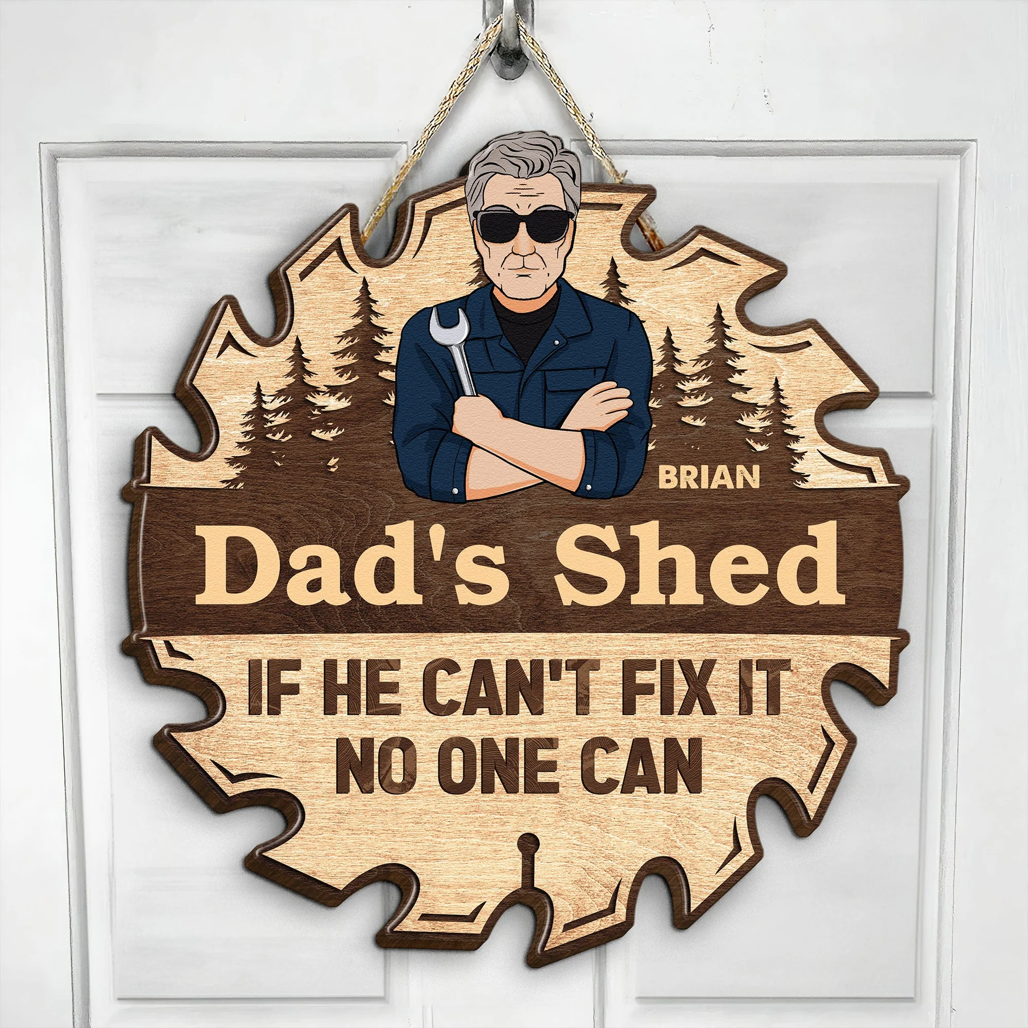 Dad's Shed If He Can't Fix It No One Can - Personalized Wood Sign - Image 4