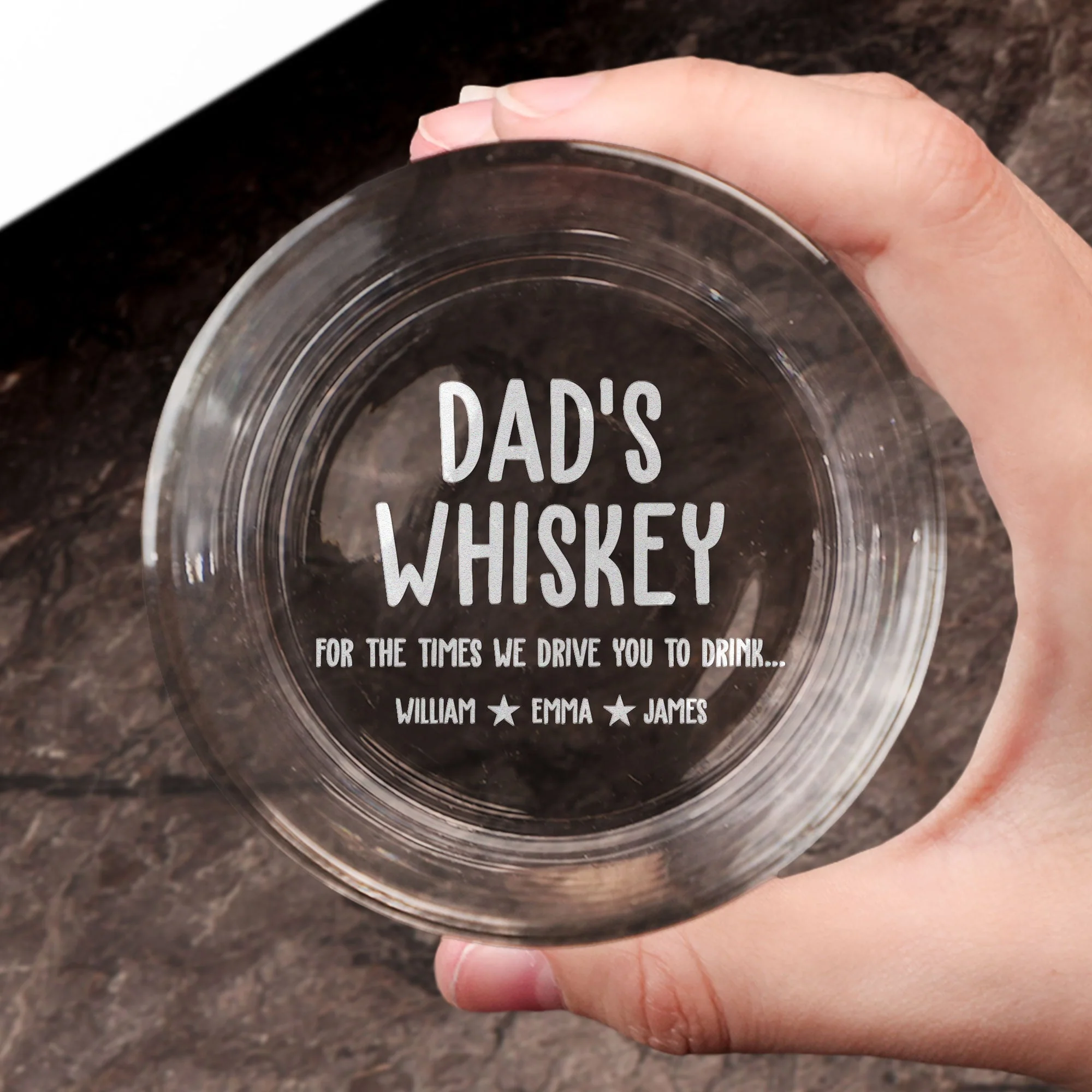Dad's Whiskey For The Times We Drive You To Drink - Personalized Engraved Whiskey Glass - Image 3