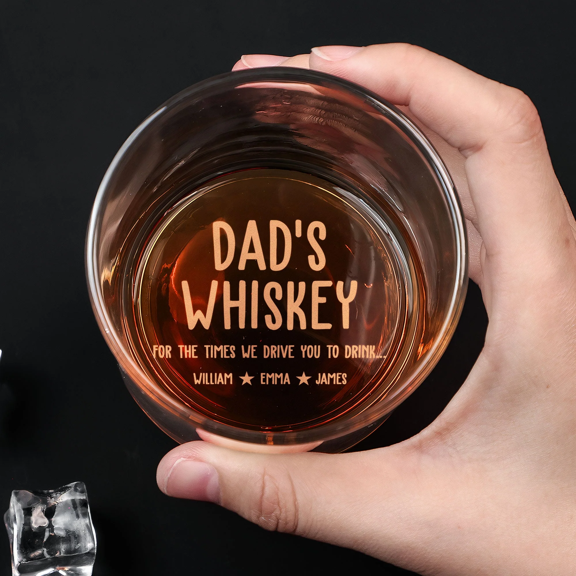 Dad's Whiskey For The Times We Drive You To Drink - Personalized Engraved Whiskey Glass - Image 4