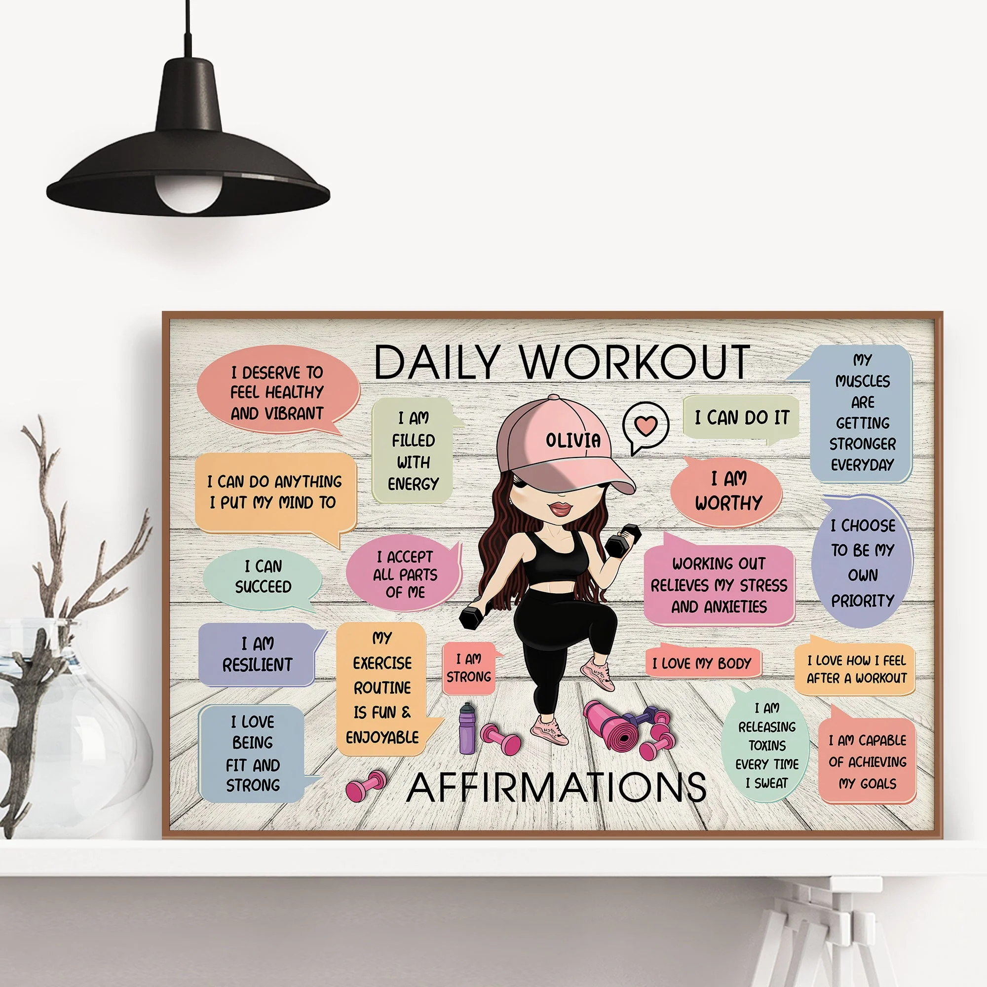 Daily Workout Affirmations - Personalized Poster/Wrapped Canvas - Birthday Gift For Fitness Lovers, Fitness Girls - Image 2