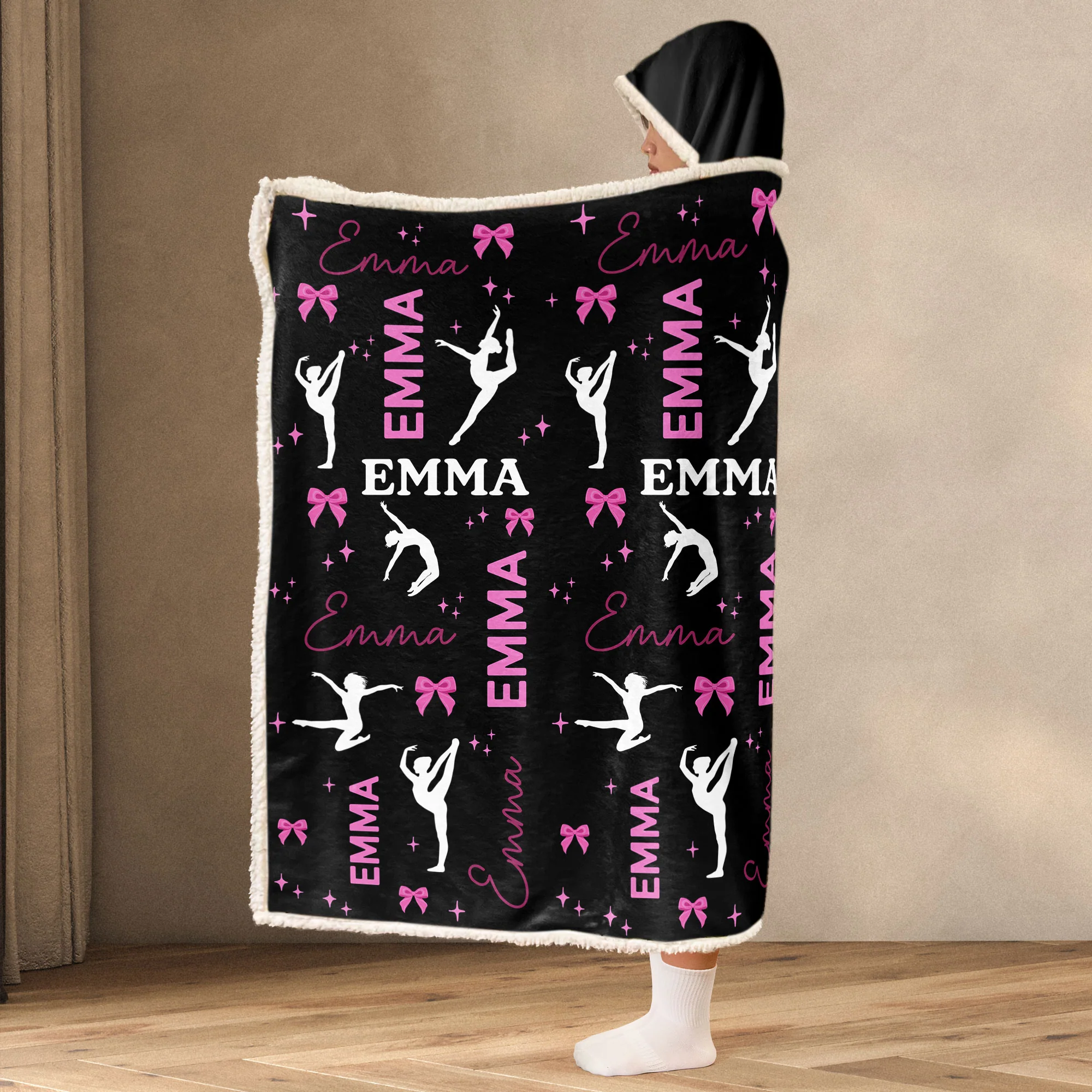 Dancing Girl Custom Name - Personalized Wearable Blanket Hoodie - Image 3