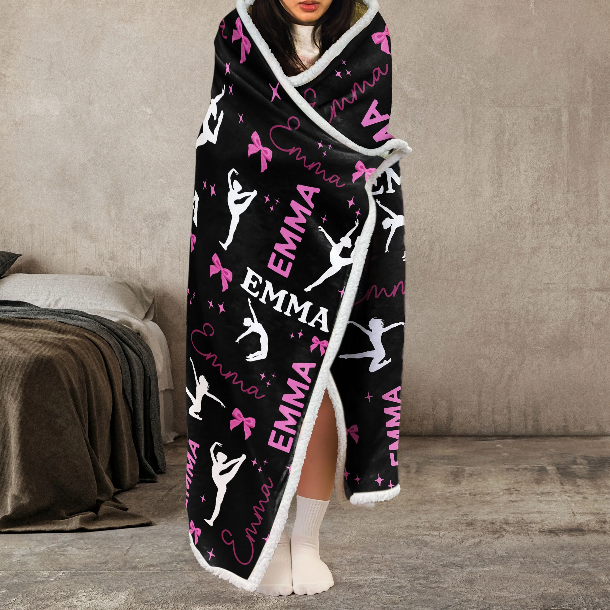 Dancing Girl Custom Name - Personalized Wearable Blanket Hoodie - Image 4