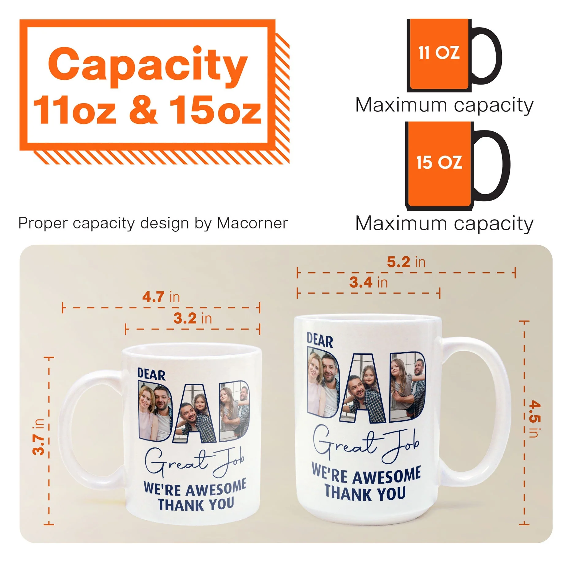 Dear Dad Great Job - Personalized Photo Mug - Image 6