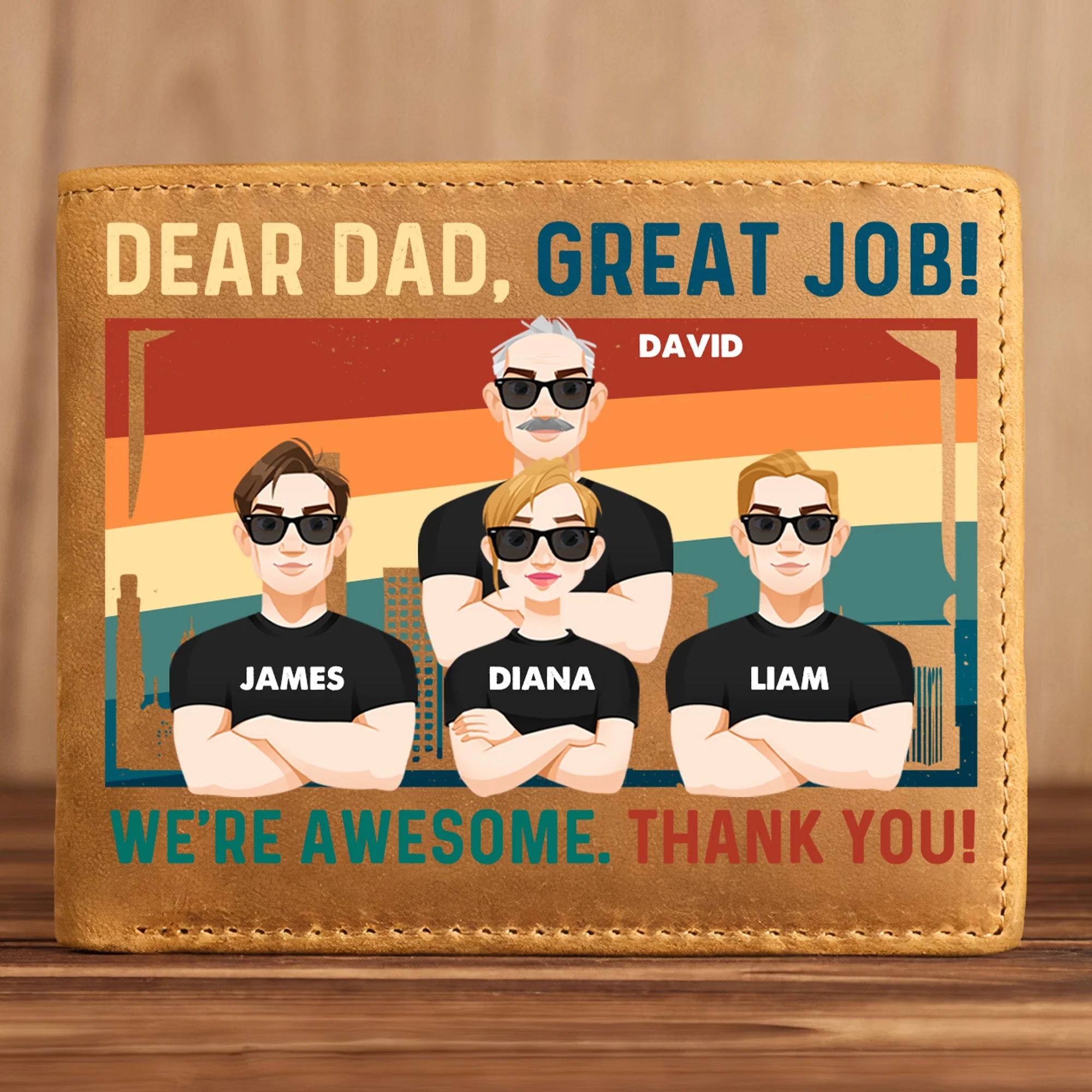 Dear Dad, Great Job We're Awesome - Personalized Leather Wallet - Image 3