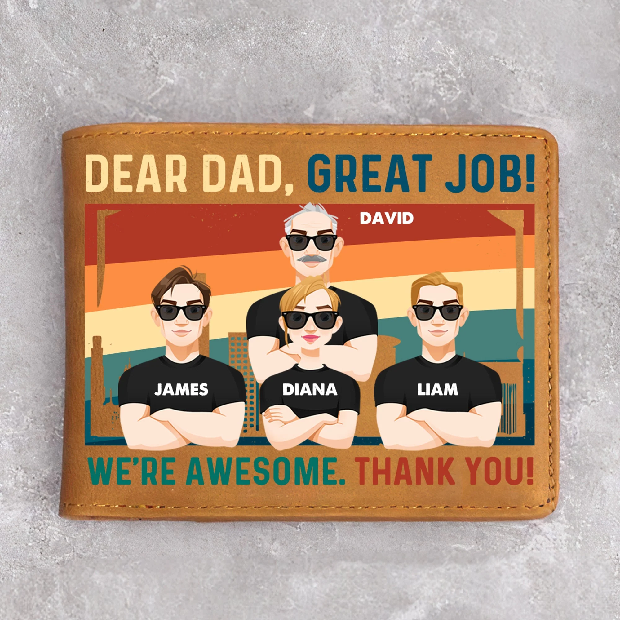 Dear Dad, Great Job We're Awesome - Personalized Leather Wallet - Image 4