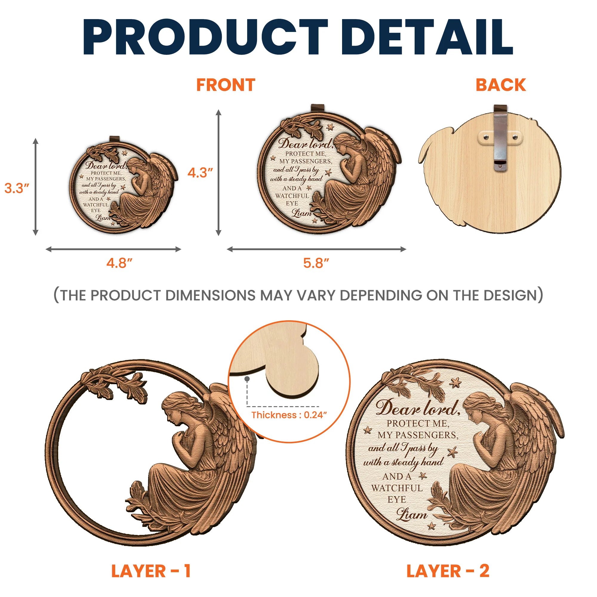 Dear Lord Protect Me And All I Pass By - Personalized Wooden Car Visor Clip - Image 4
