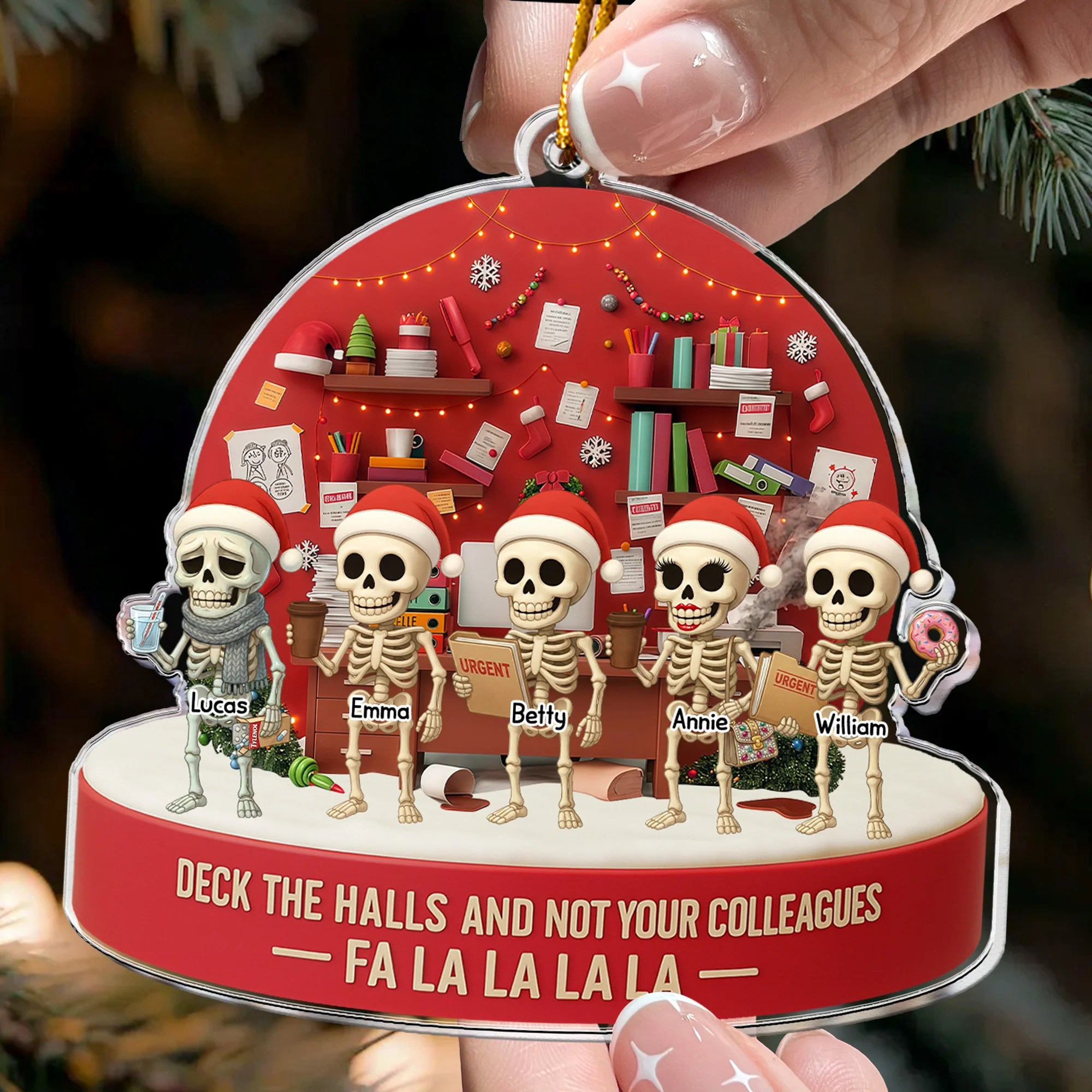 Deck The Halls And Not Your Colleagues Fa La La La - Funny Gifts For Coworkers - Personalized Acrylic Ornament - Image 2