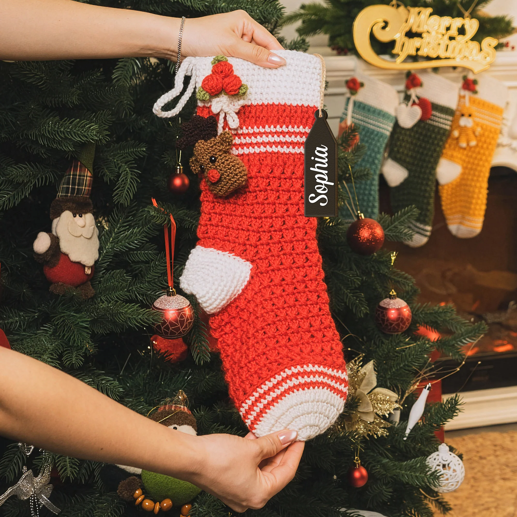 Decoration Gift For Family & Friends - Personalized Crochet Christmas Stocking - Image 3