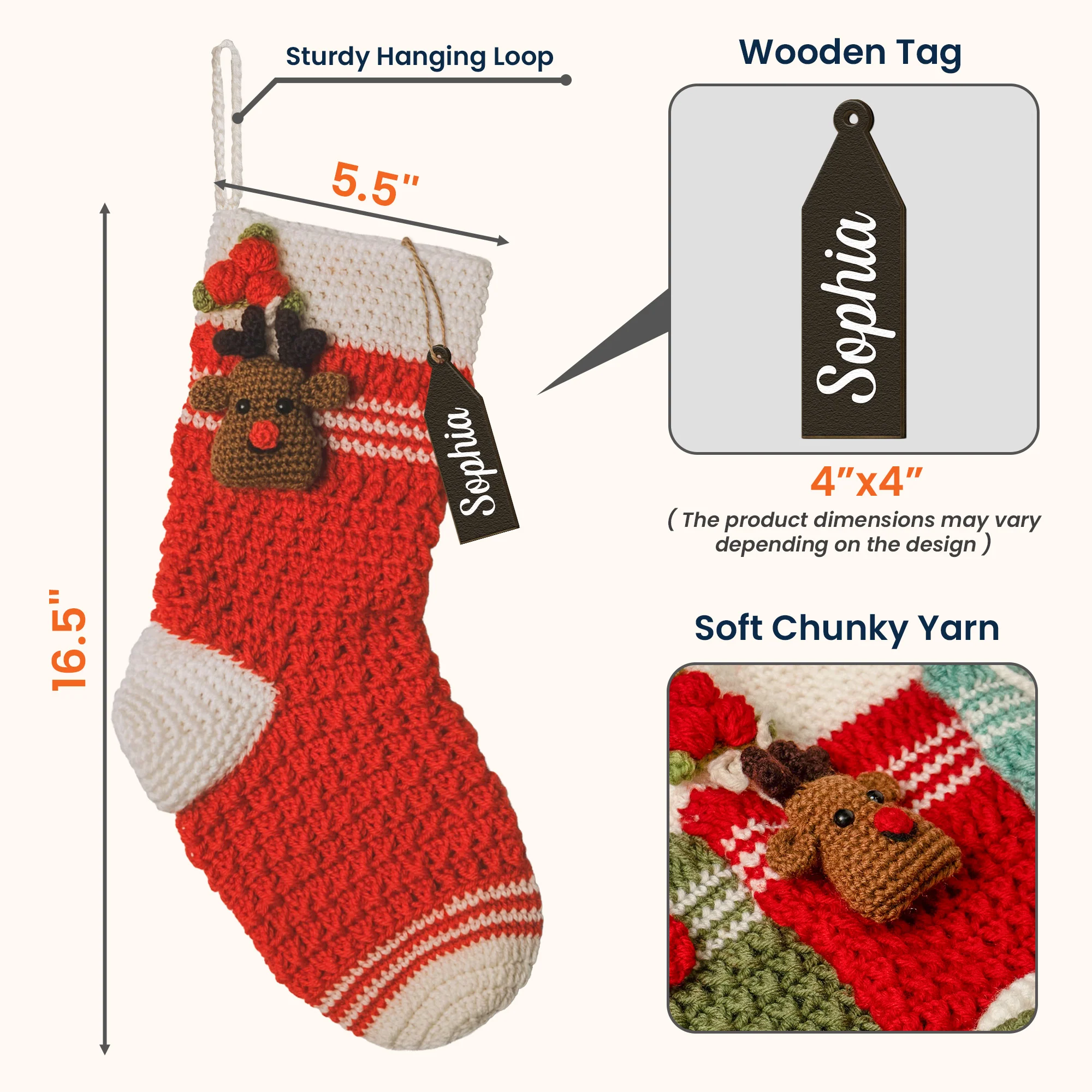 Decoration Gift For Family & Friends - Personalized Crochet Christmas Stocking - Image 5