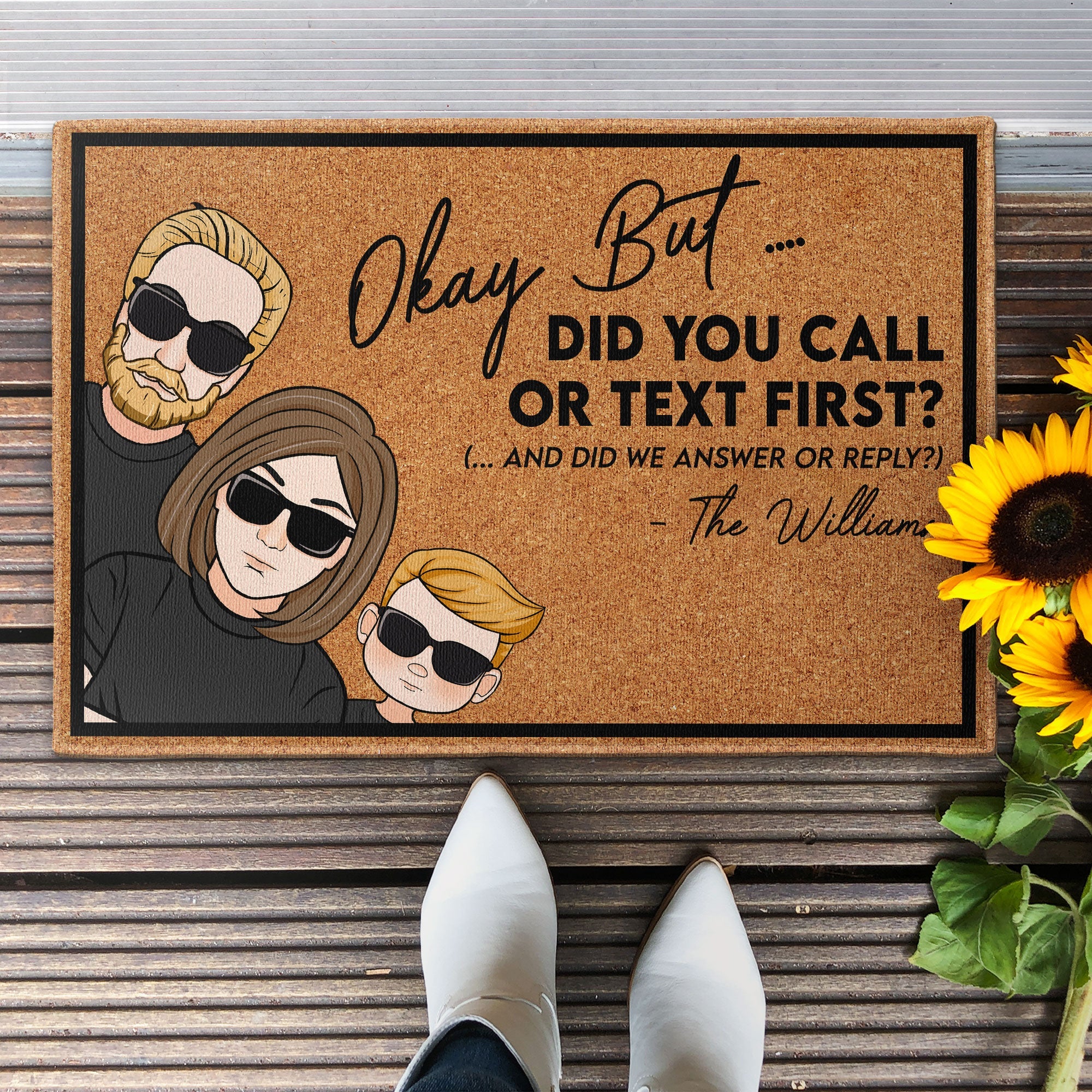 Did You Call Or Text First? - Personalized Doormat - Image 2