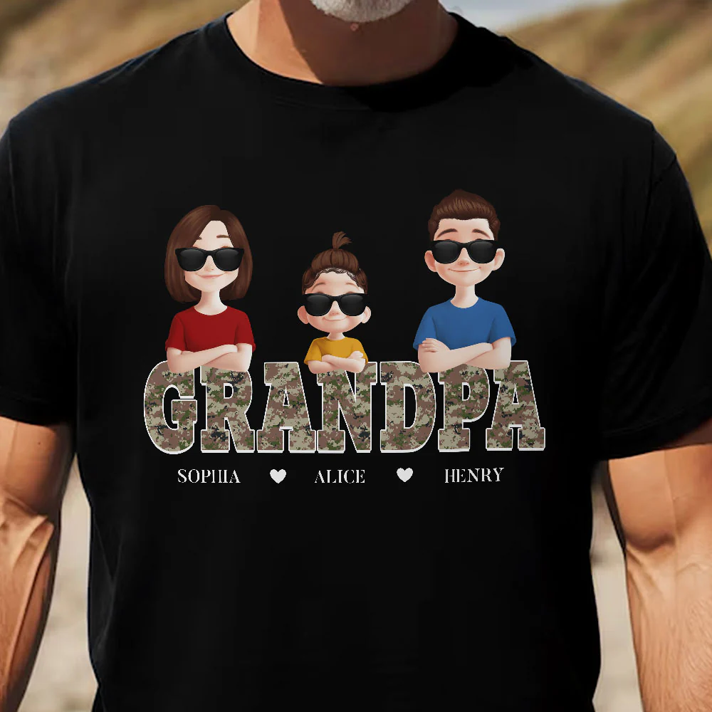 Digital Camouflage Pattern Grandpa - Personalized Shirt - Image 2