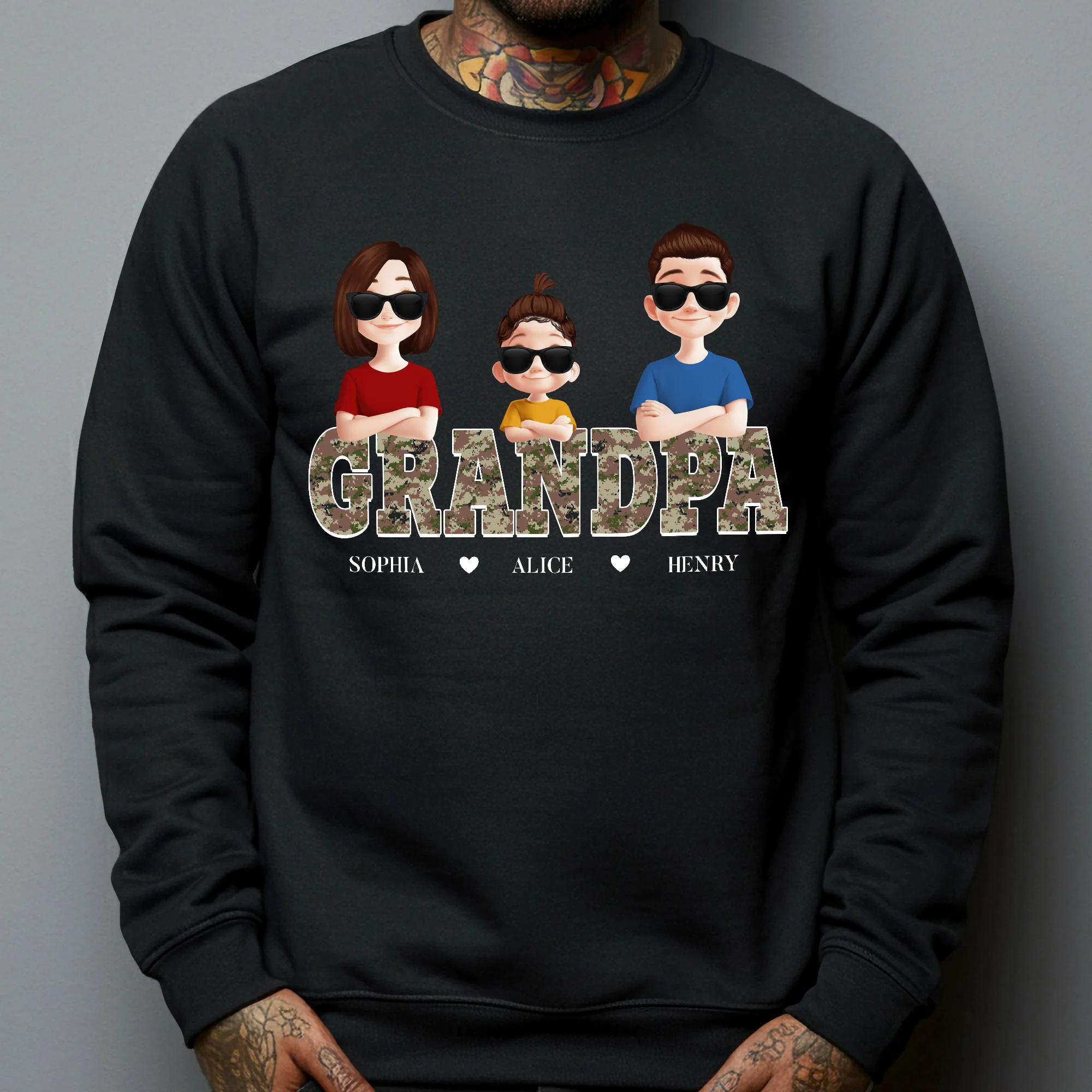 Digital Camouflage Pattern Grandpa - Personalized Shirt - Image 4