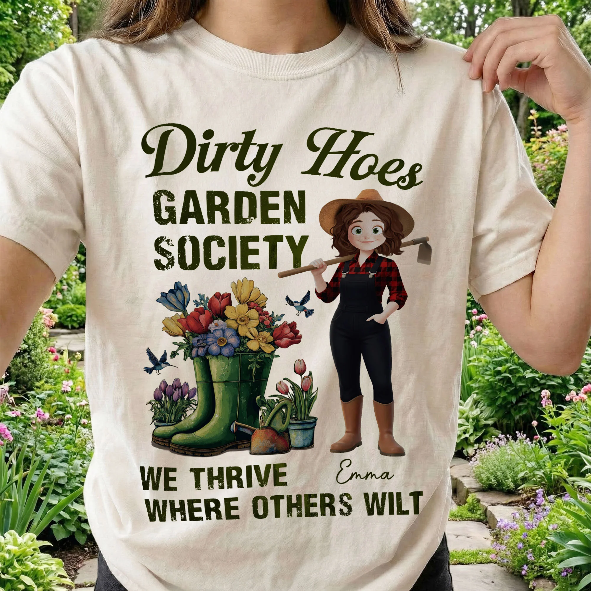 Dirty Hoes Garden Society We Thrive Where Others Wilt - Personalized Shirt - Image 2
