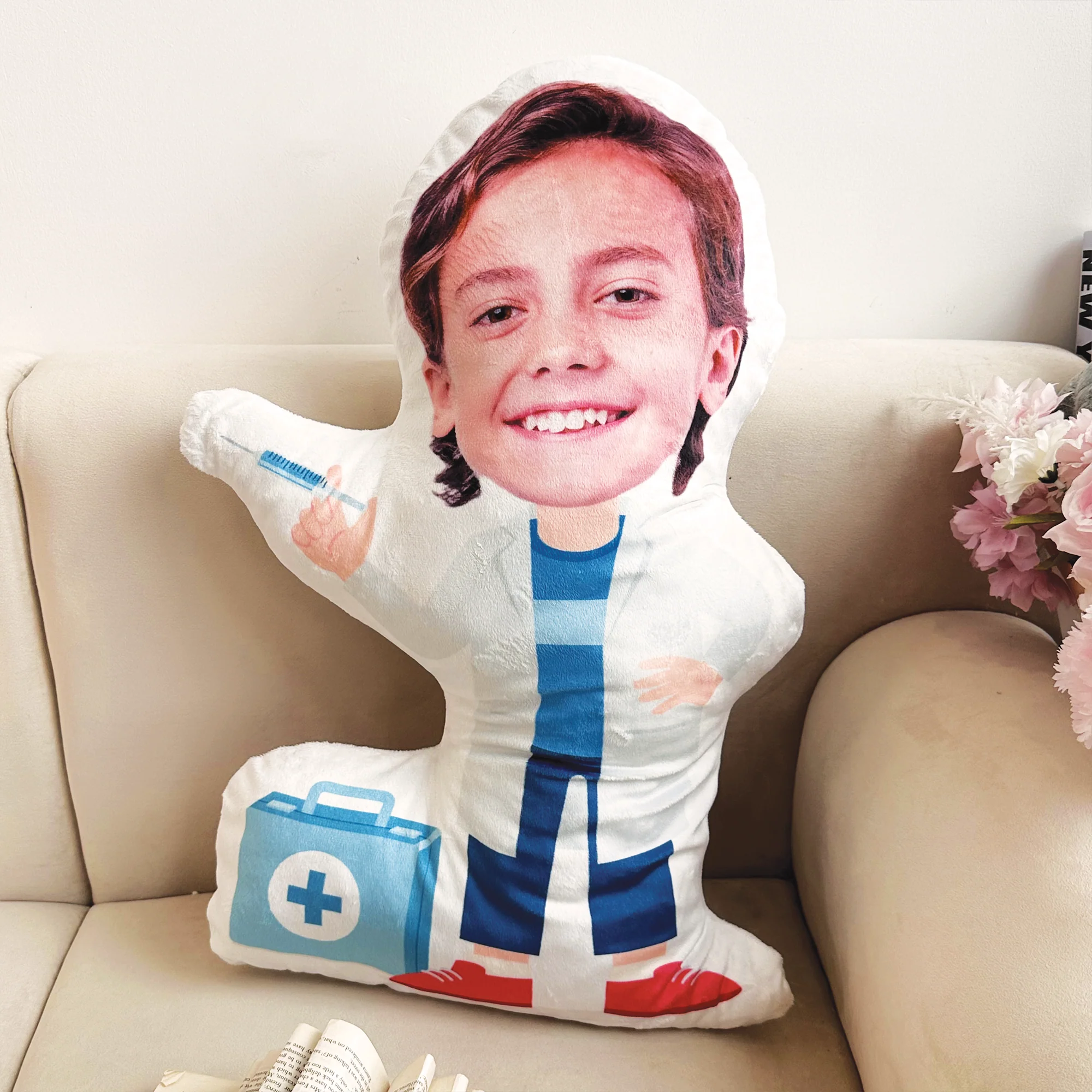 Doctor Nurse Kids Dream Jobs Sons Daughters - Personalized Photo Custom Shaped Pillow - Image 4