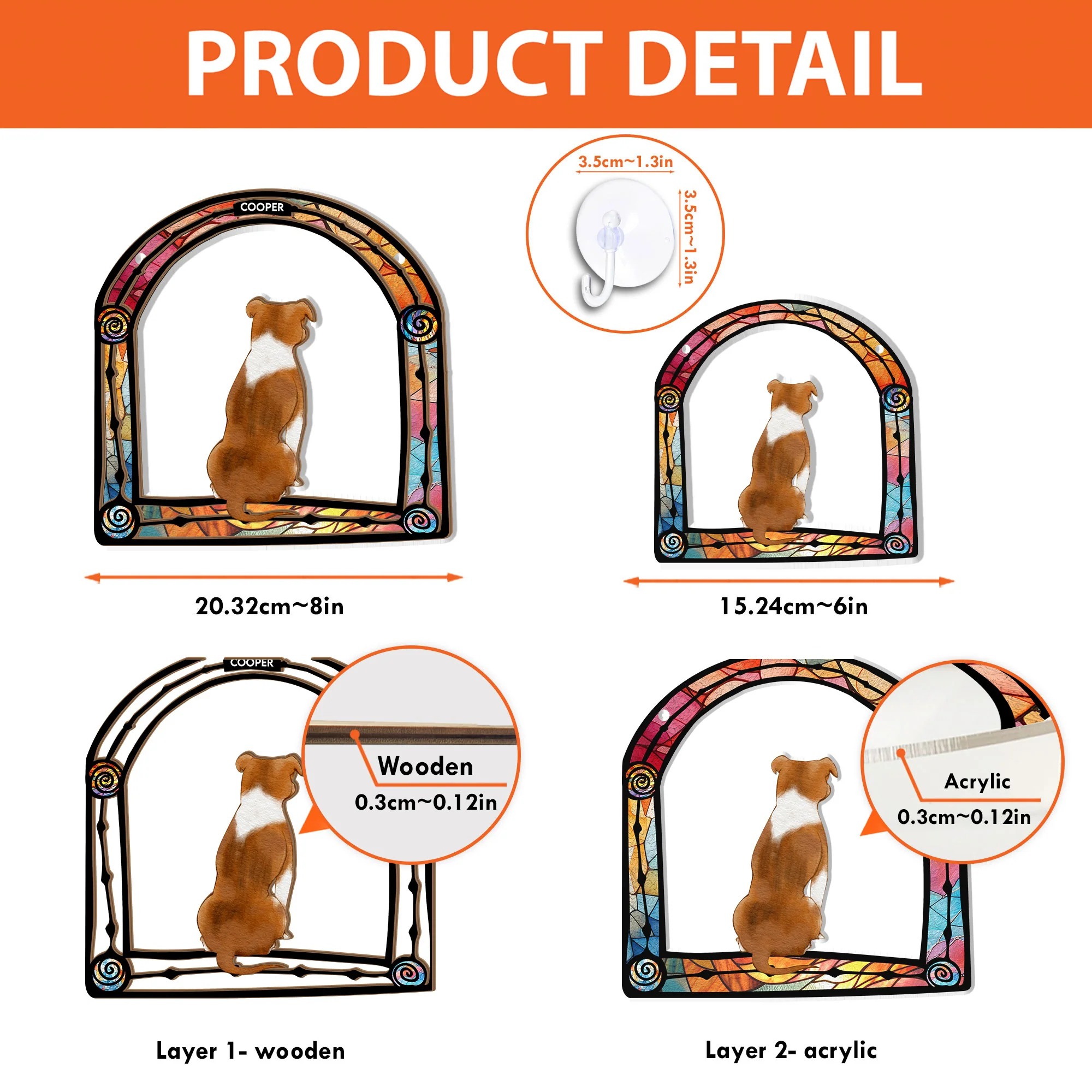Dog At The Window Frame - Personalized Window Hanging Suncatcher Ornament - Image 5